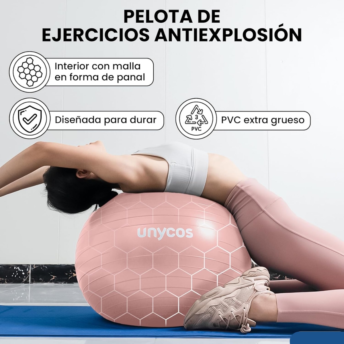 Pelota Fitball de pilates y yoga Unycos - Rosa Rosa-3