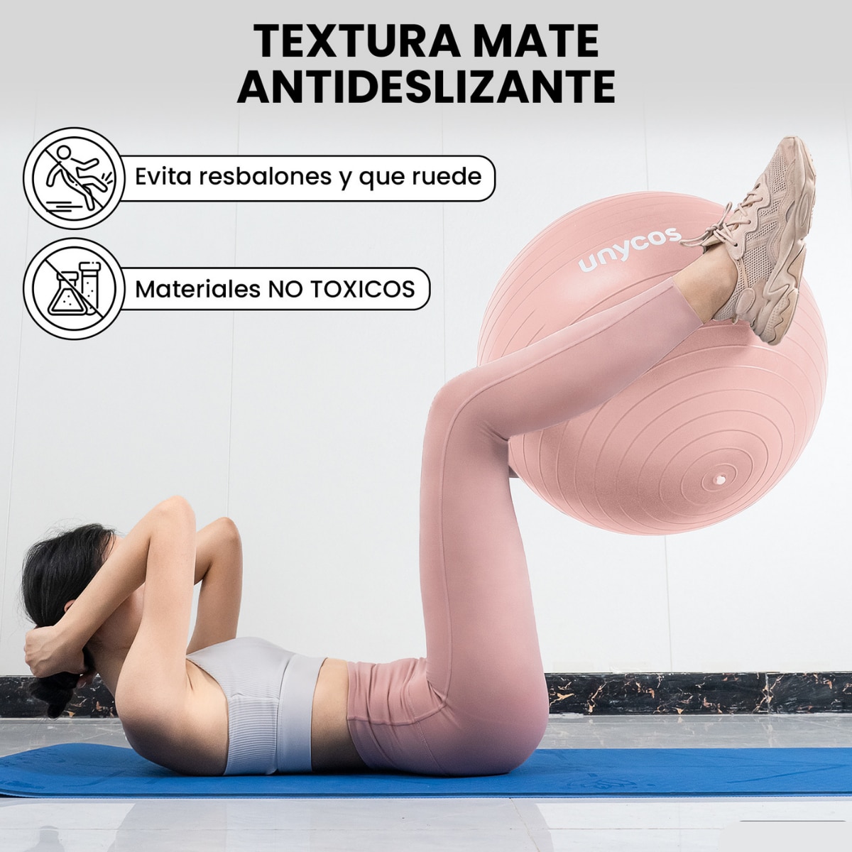 Pelota Fitball de pilates y yoga Unycos - Rosa Rosa-4