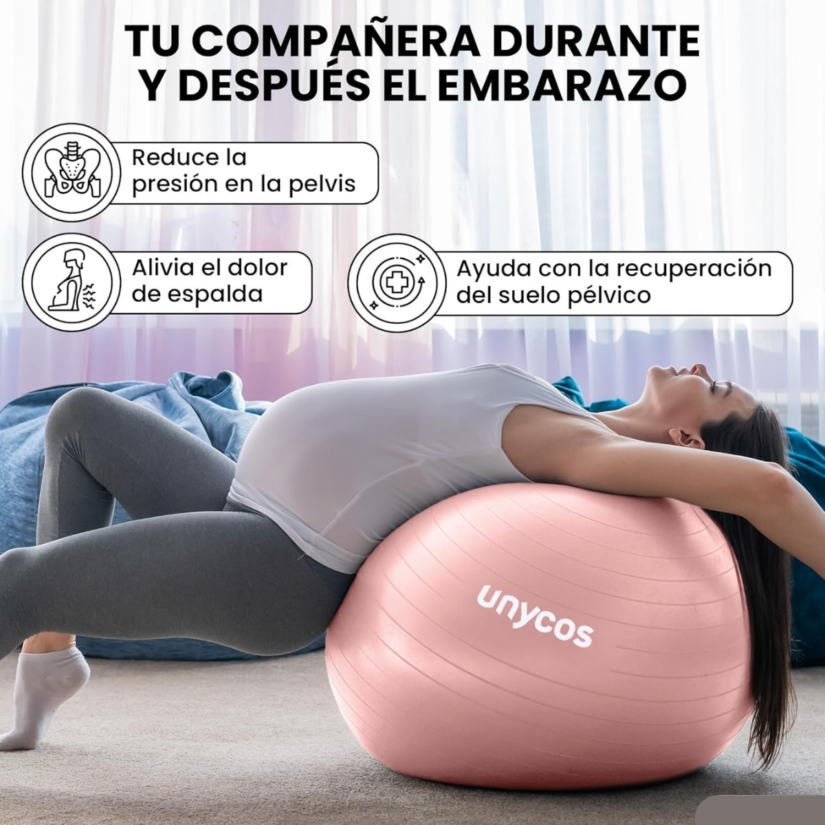 Pelota Fitball de pilates y yoga Unycos - Rosa Rosa-6