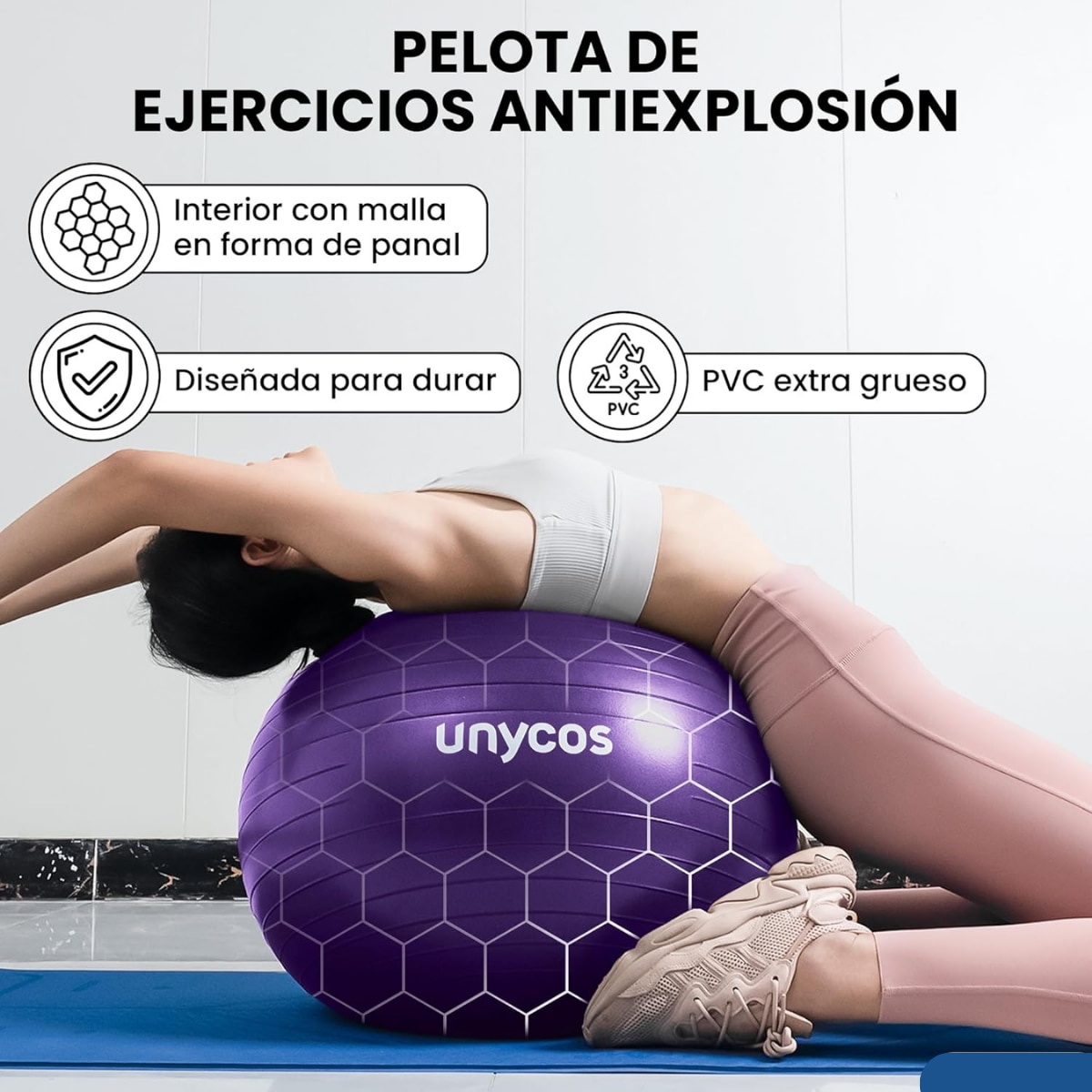 Pelota Fitball de pilates y yoga Unycos - Morado Morado-3