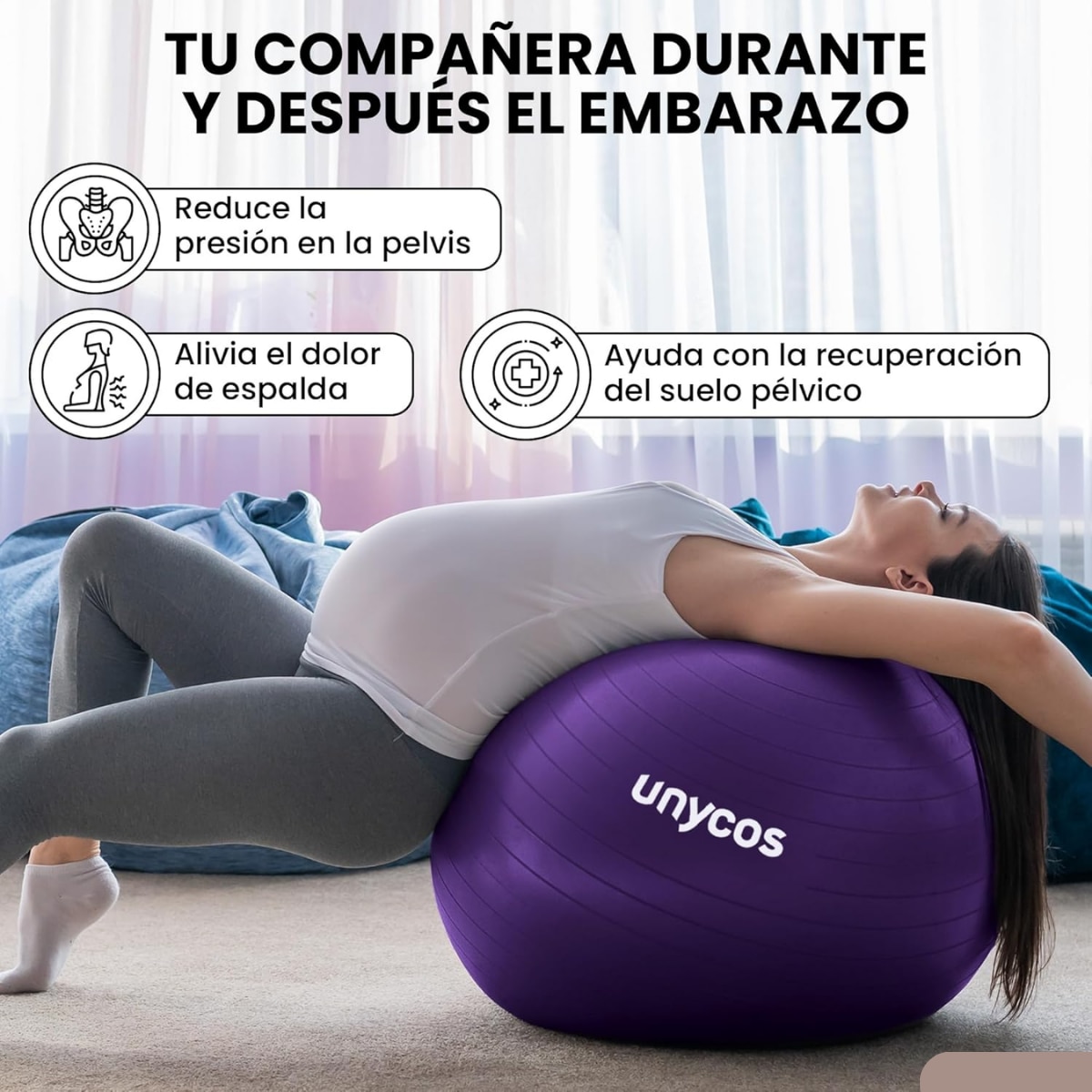 Pelota Fitball de pilates y yoga Unycos - Morado Morado-6