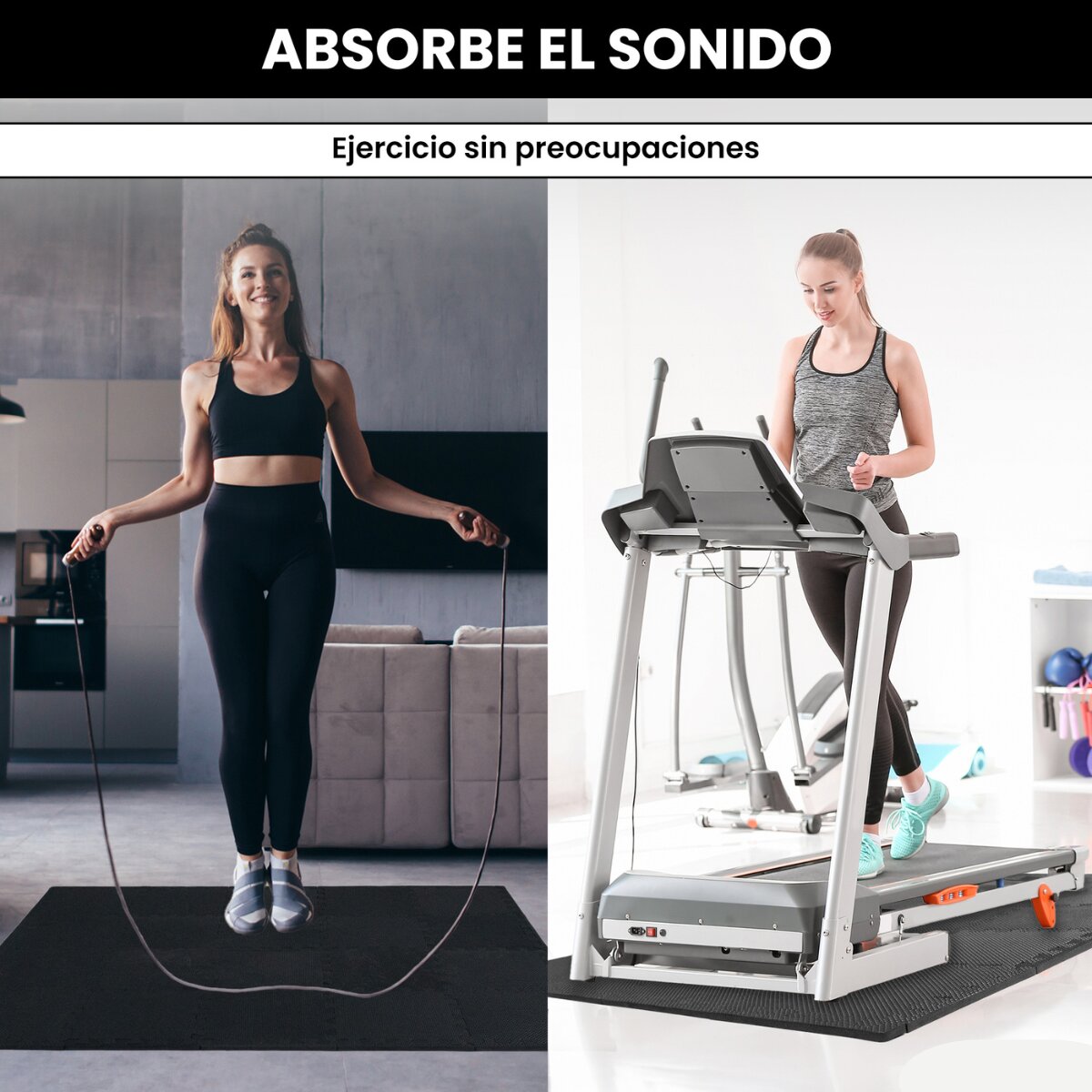 Imagen 4 de Esterilla de fitness puzzle protector de suelo de gimnasio Unycos - Negro Negro