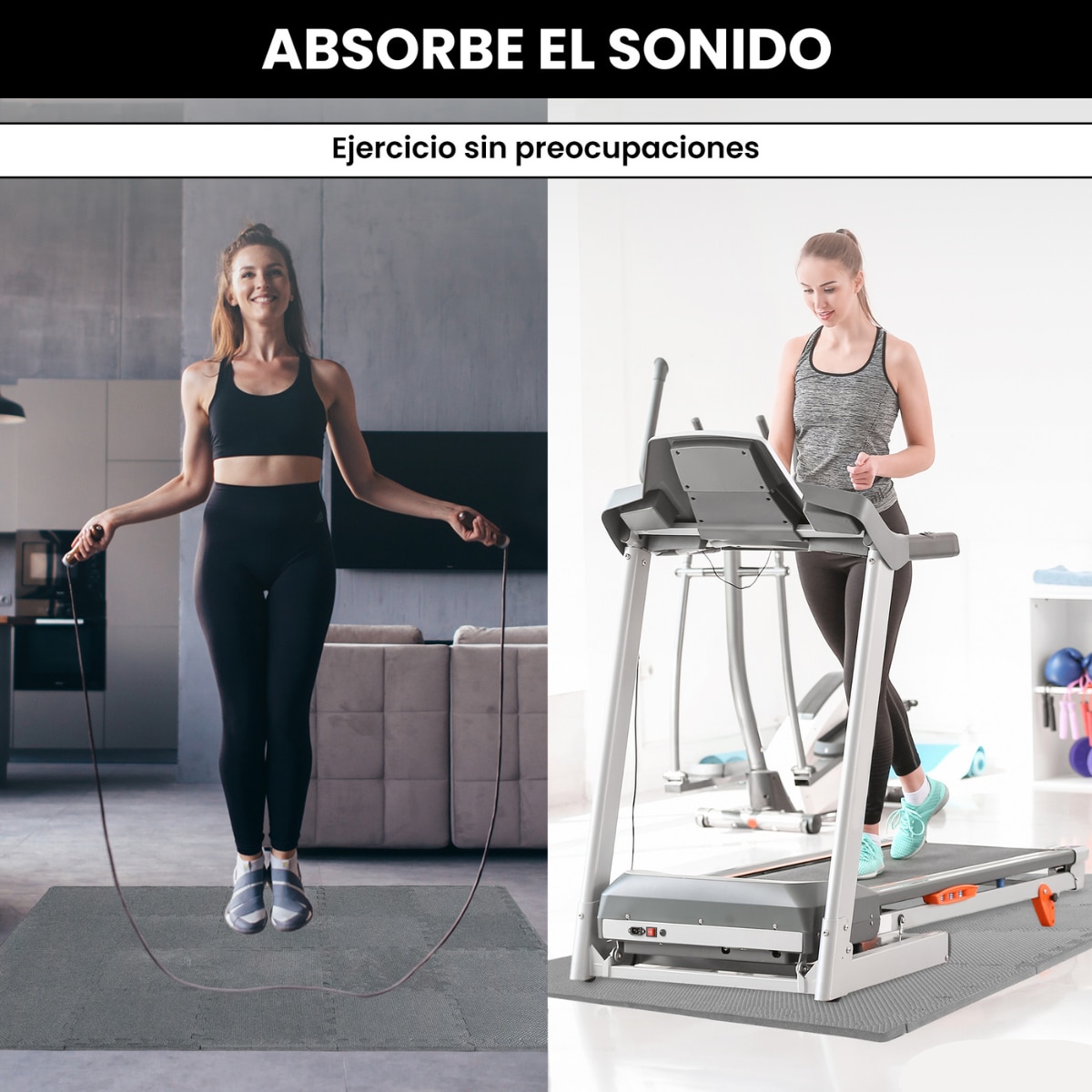 Esterilla de fitness puzzle protector de suelo de gimnasio Unycos - Gris Gris-4