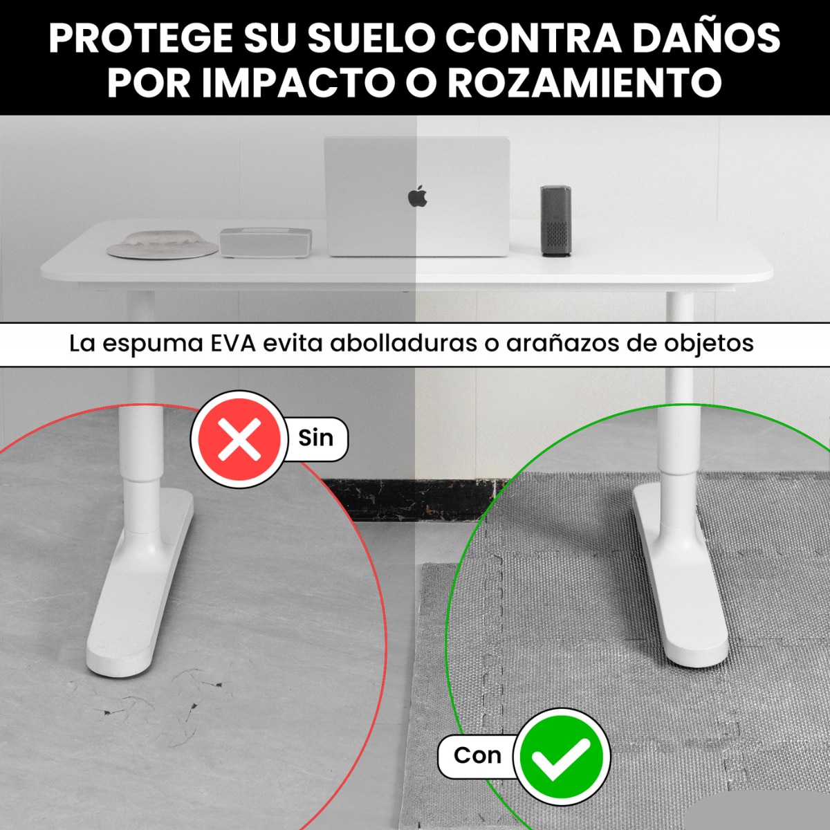 Esterilla de fitness puzzle protector de suelo de gimnasio Unycos - Gris Gris-7