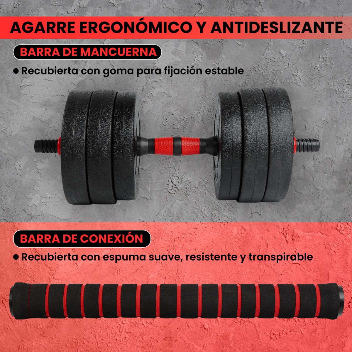 Kit de mancuernas ajustables Red Transformer Unycos - Rojo Rojo-7