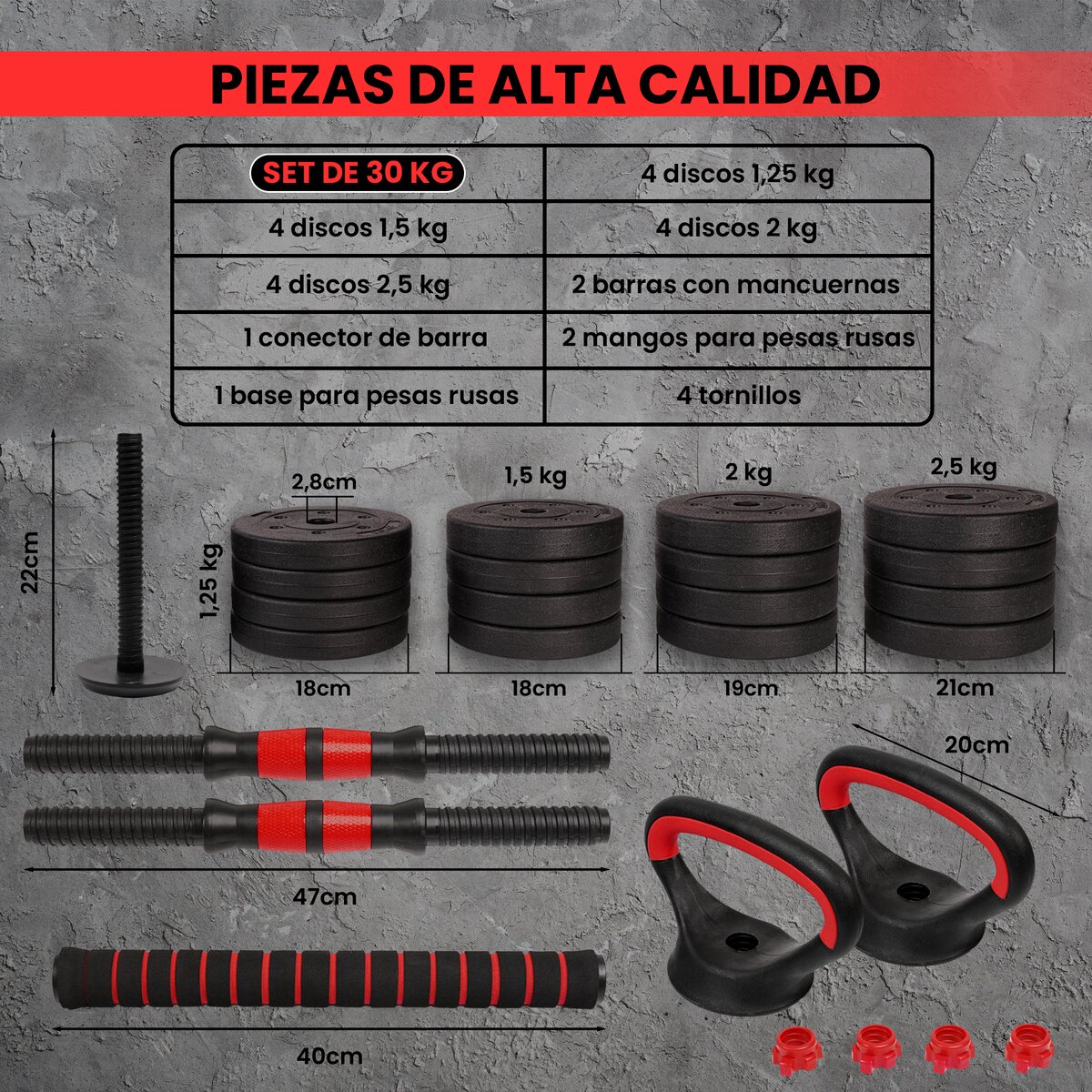 Imagen 5 de Kit de mancuernas ajustables Red Transformer Unycos - Rojo Rojo
