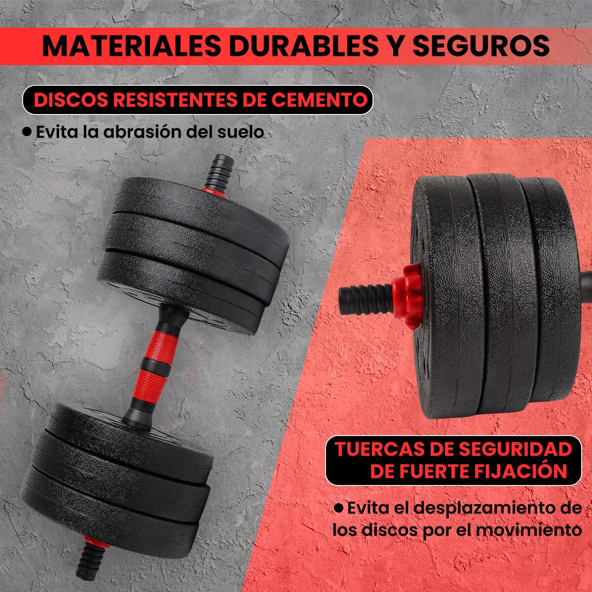 Imagen 6 de Kit de mancuernas ajustables Red Transformer Unycos - Rojo Rojo