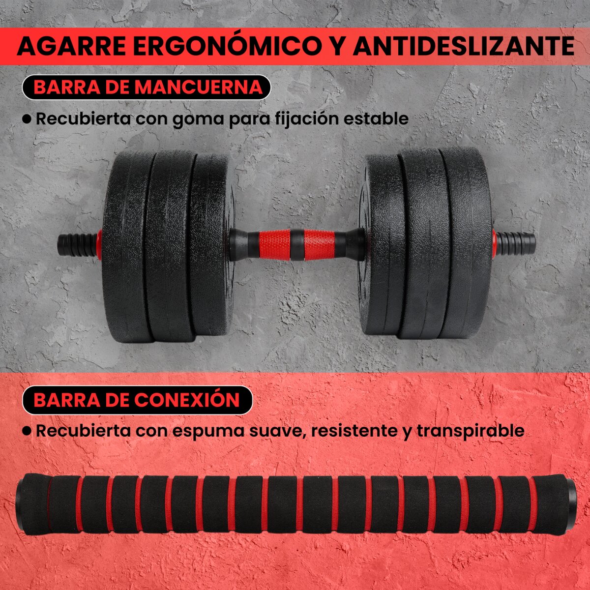 Imagen 7 de Kit de mancuernas ajustables Red Transformer Unycos - Rojo Rojo