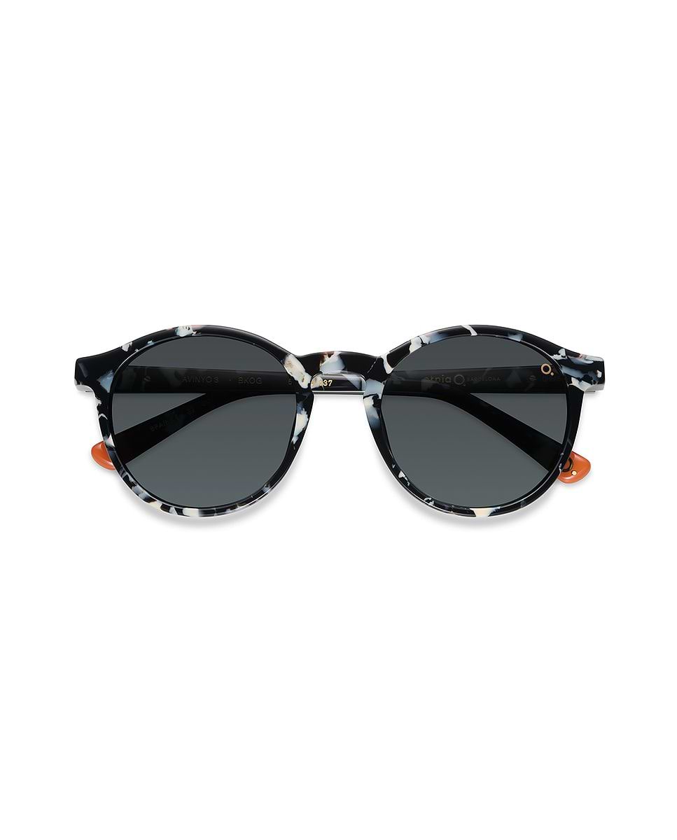 Imagen 1 de Gafas de sol avinyo 3 sun unisex redonda en acetato natural con lente mineralhigh definition - Etnia Barcelona - Negro / Naranja Negro / Naranja
