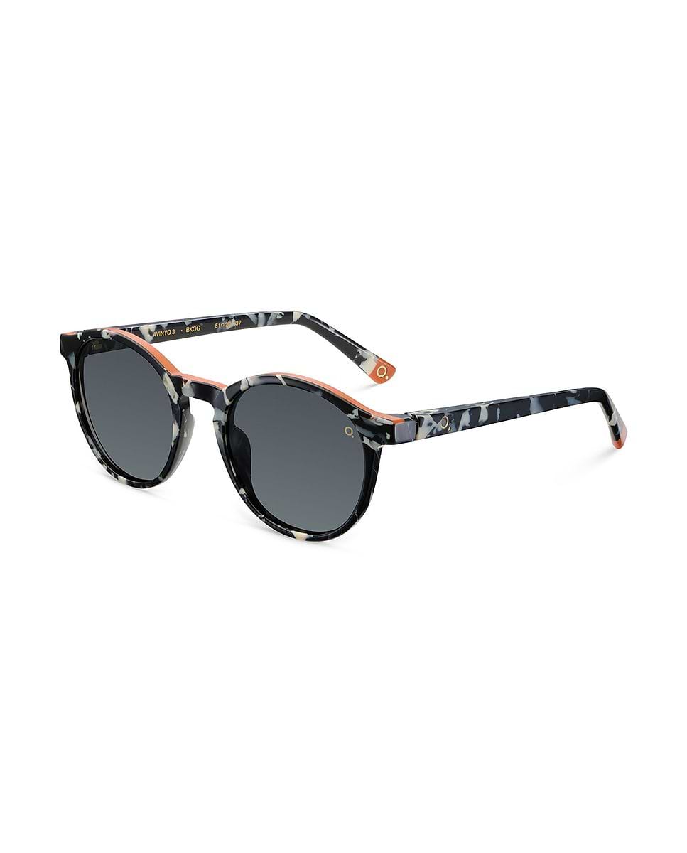 Imagen 2 de Gafas de sol avinyo 3 sun unisex redonda en acetato natural con lente mineralhigh definition - Etnia Barcelona - Negro / Naranja Negro / Naranja