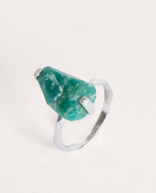 Imagen 0 de Anillo de plata de piedra decorativa de color turquesa