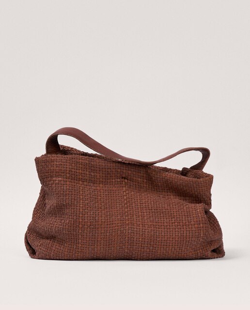 Bolso de hombro de mujer de piel trenzado