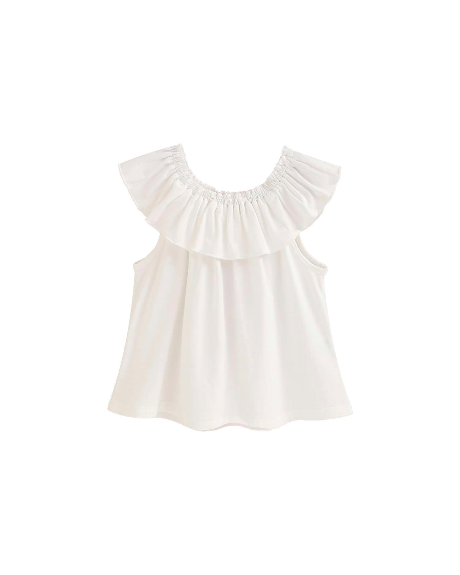 Imagen 0 de Camiseta de niña fluida con volante Blanco