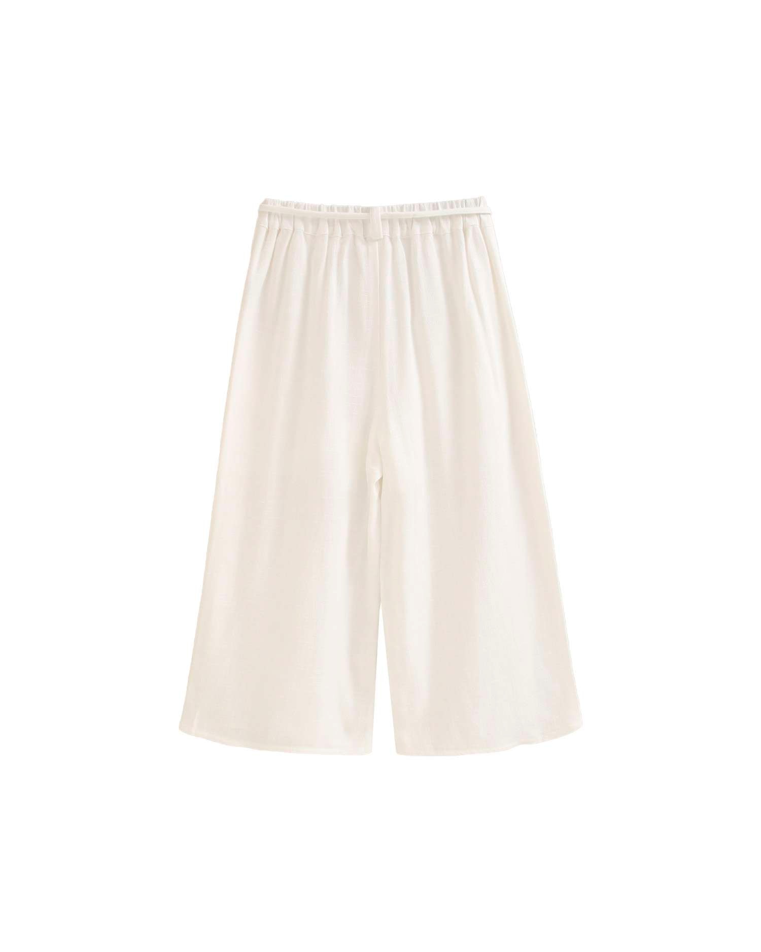 Pantalón de niña tipo palazzo con cintura elástica - Dadati - Blanco Blanco-2