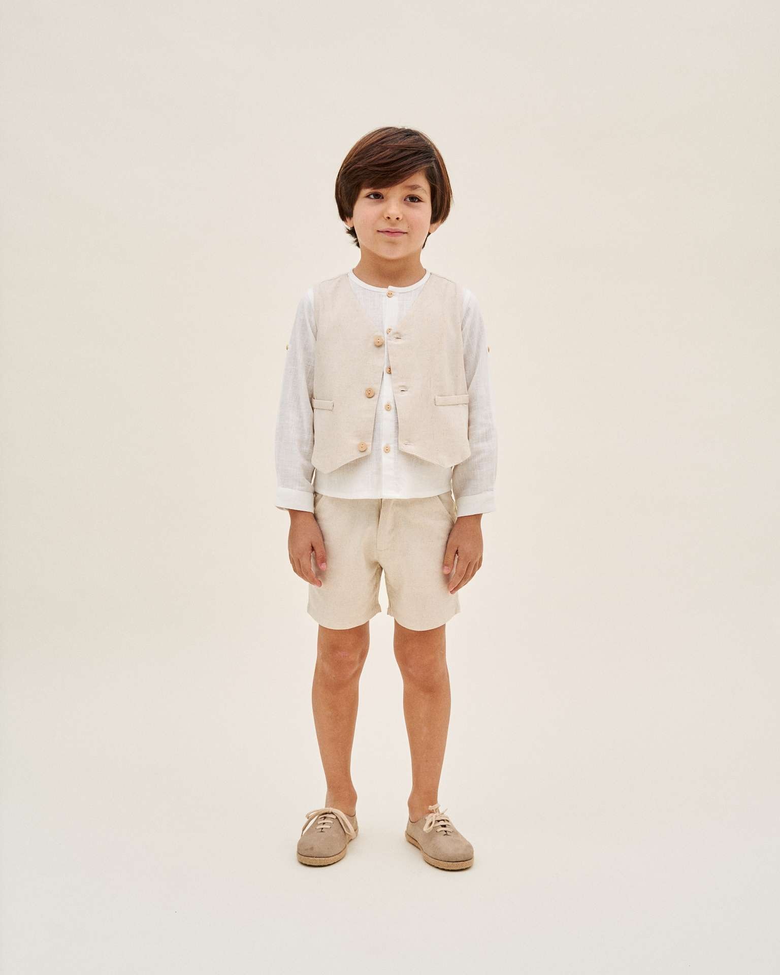 Imagen 0 de Chaleco de niño de lino Marrón claro