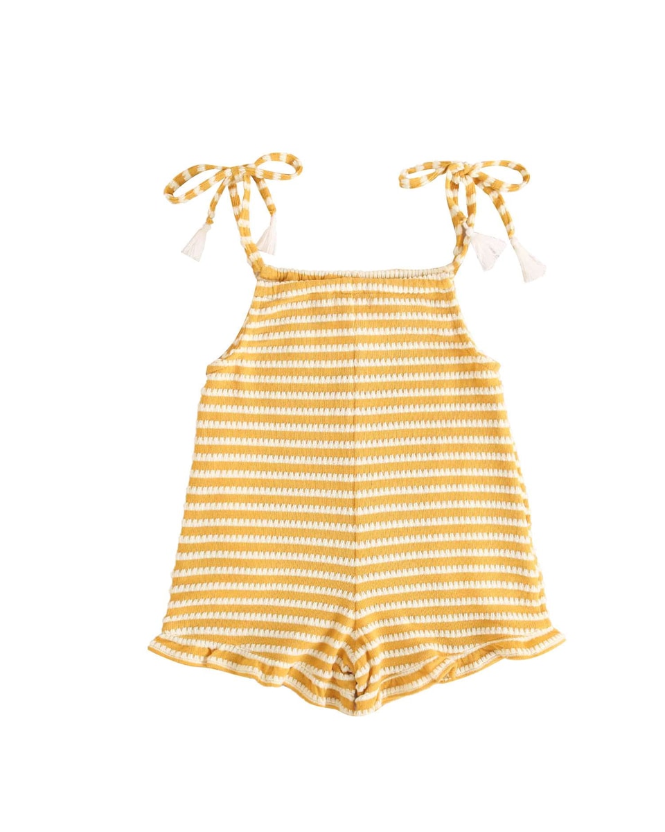 Mono de niña corto de rayas mostaza y amarillo · Dadati · El Corte Inglés