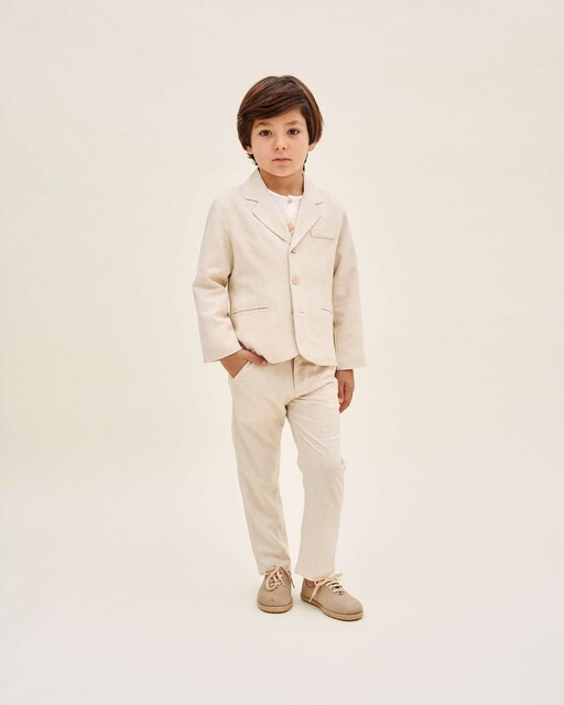 Imagen 0 de Americana de niño de lino marrón clarito Mesclado