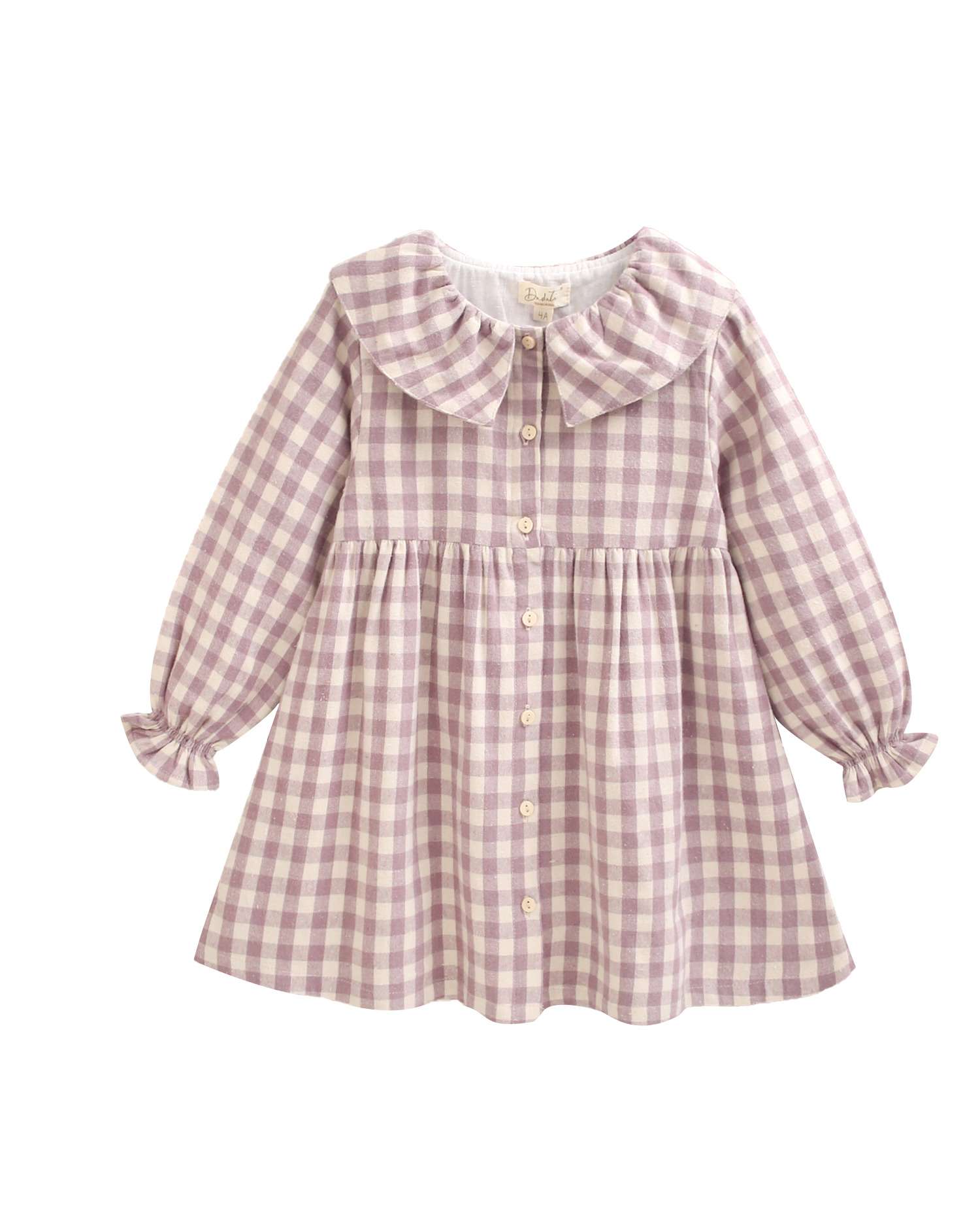 Imagen 5 de Vestido de niña cuadros con volante en el cuello - Dadati - Rosa Rosa