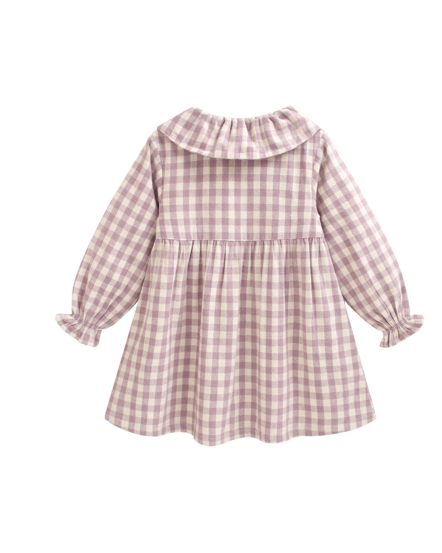 Imagen 4 de Vestido de niña cuadros con volante en el cuello - Dadati - Rosa Rosa