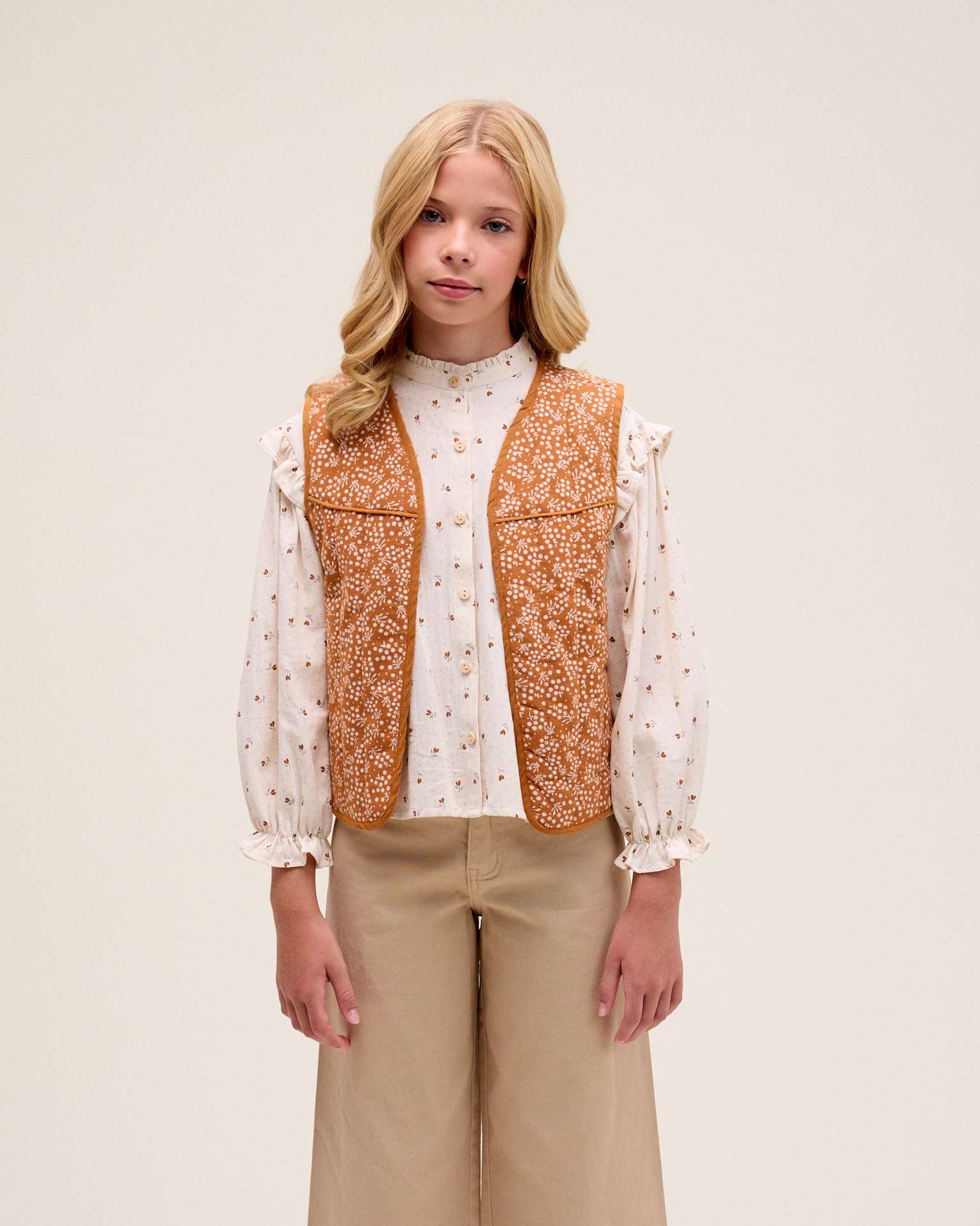 Chaleco de niña con estampado floral - Dadati - Naranja Naranja-1