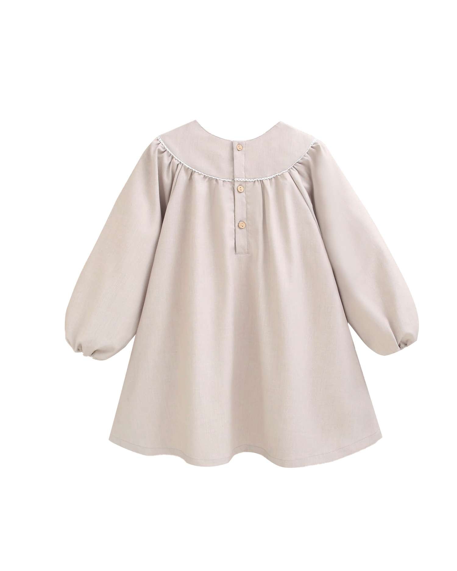 Vestido de niña de ceremonia con bordado de flores - Dadati - Natural Natural-5