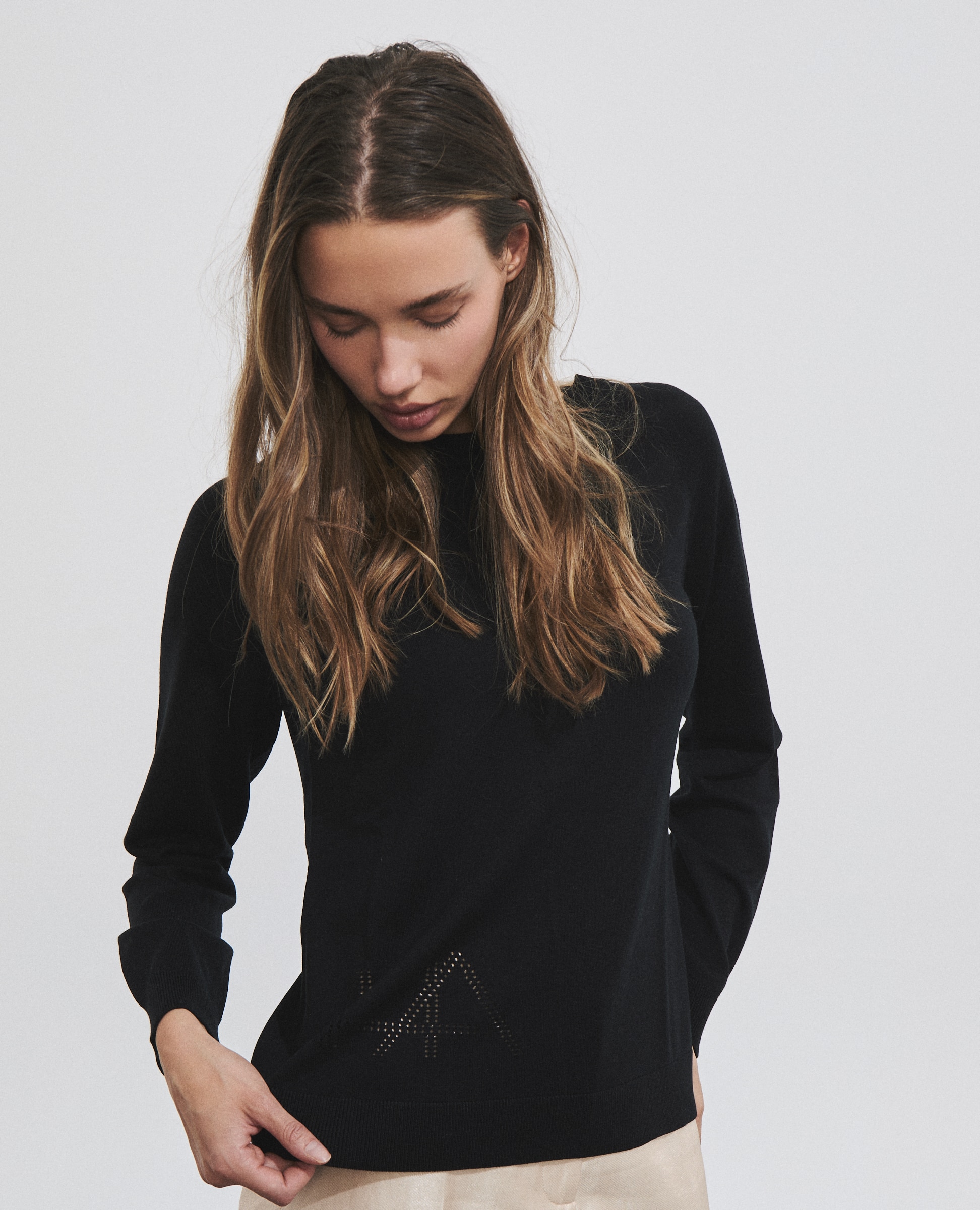 Jersey de mujer de punto fino - Hannibal Laguna Collection - Negro Negro-1