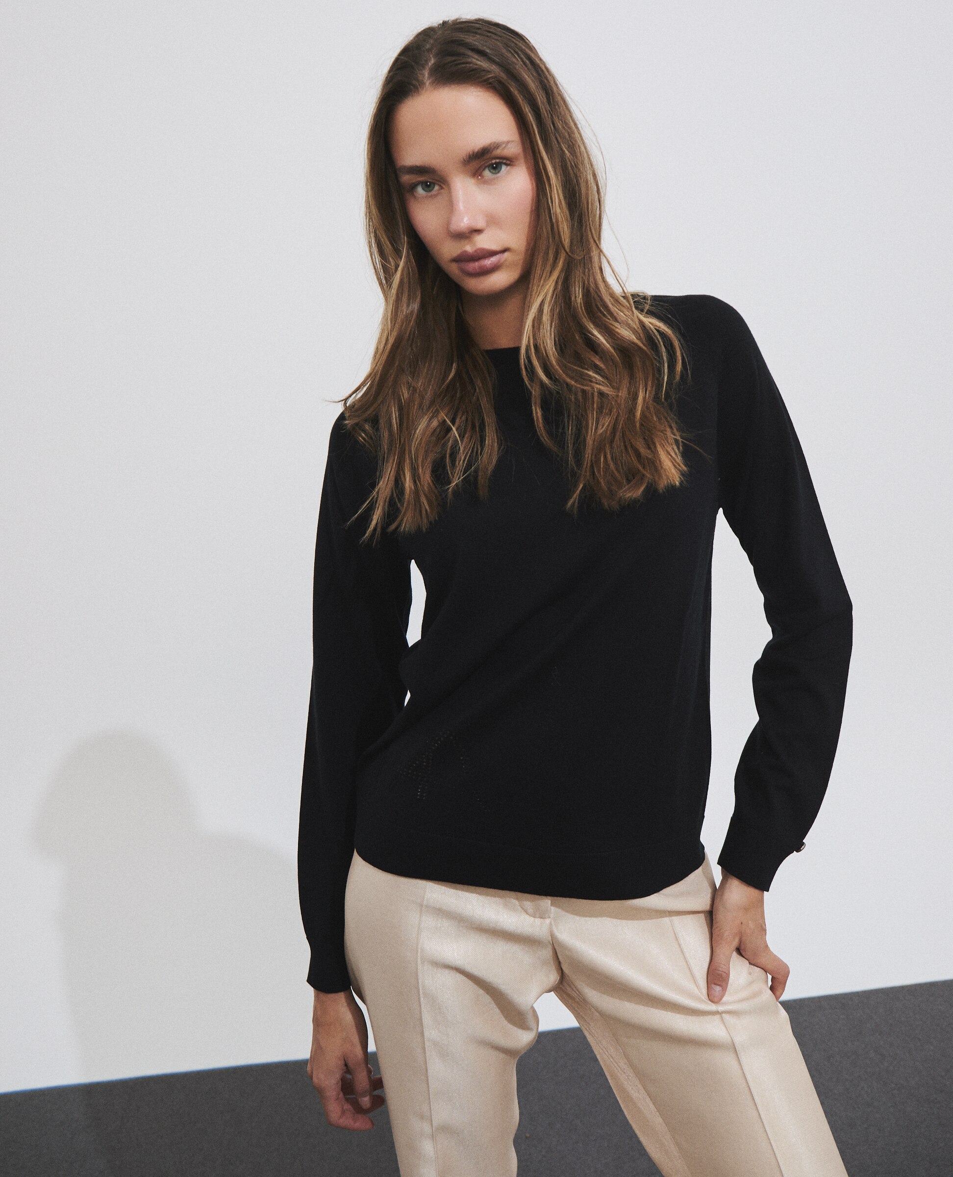 Jersey de mujer de punto fino - Hannibal Laguna Collection - Negro Negro-2