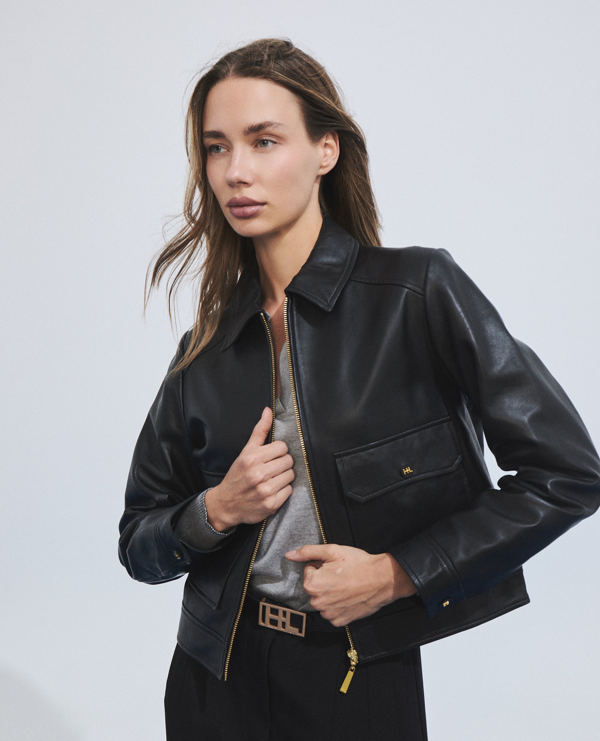 Cazadora de mujer 100% cuero de oveja - Hannibal Laguna Collection - Negro Negro-1