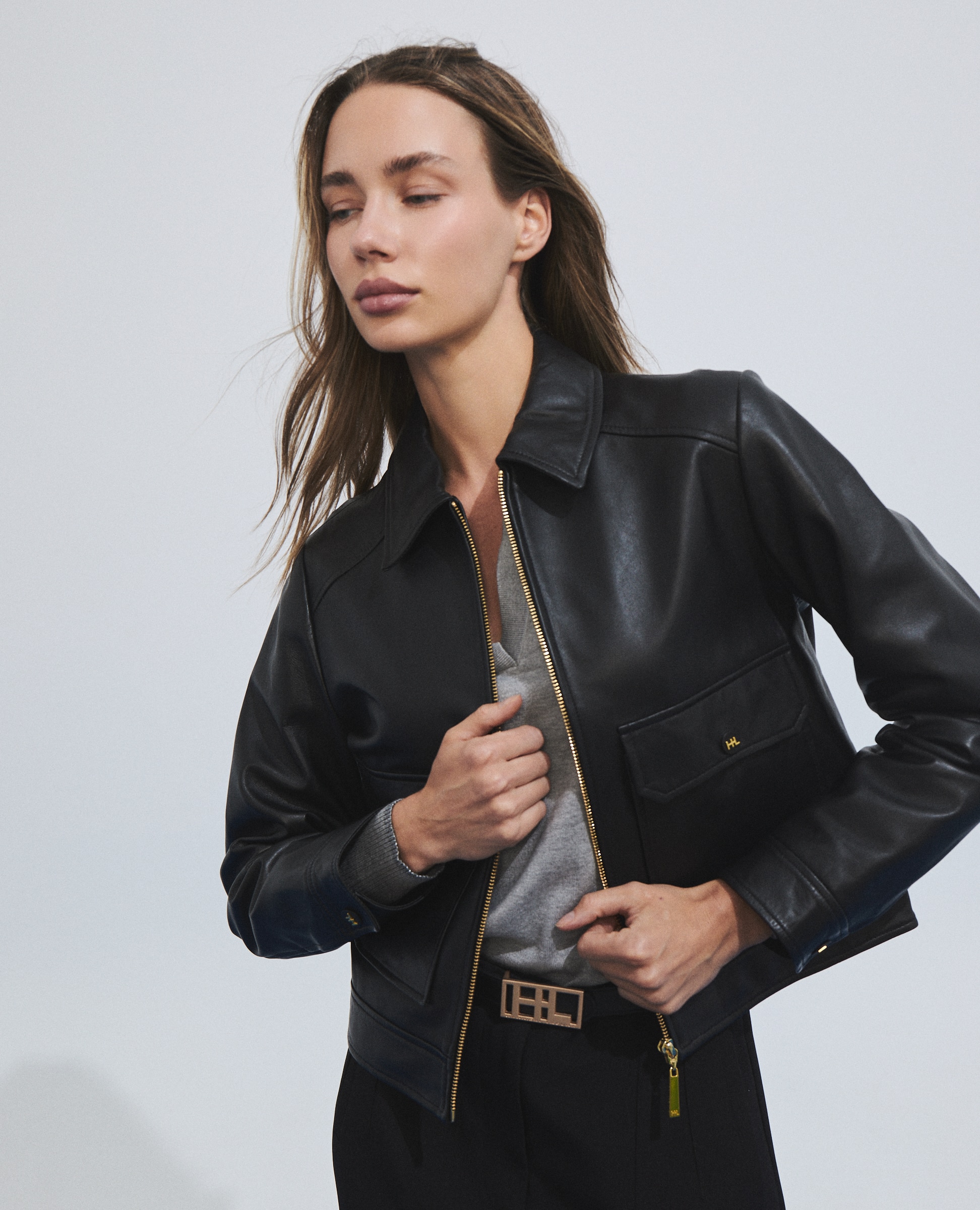 Cazadora de mujer 100% cuero de oveja - Hannibal Laguna Collection - Negro Negro-3