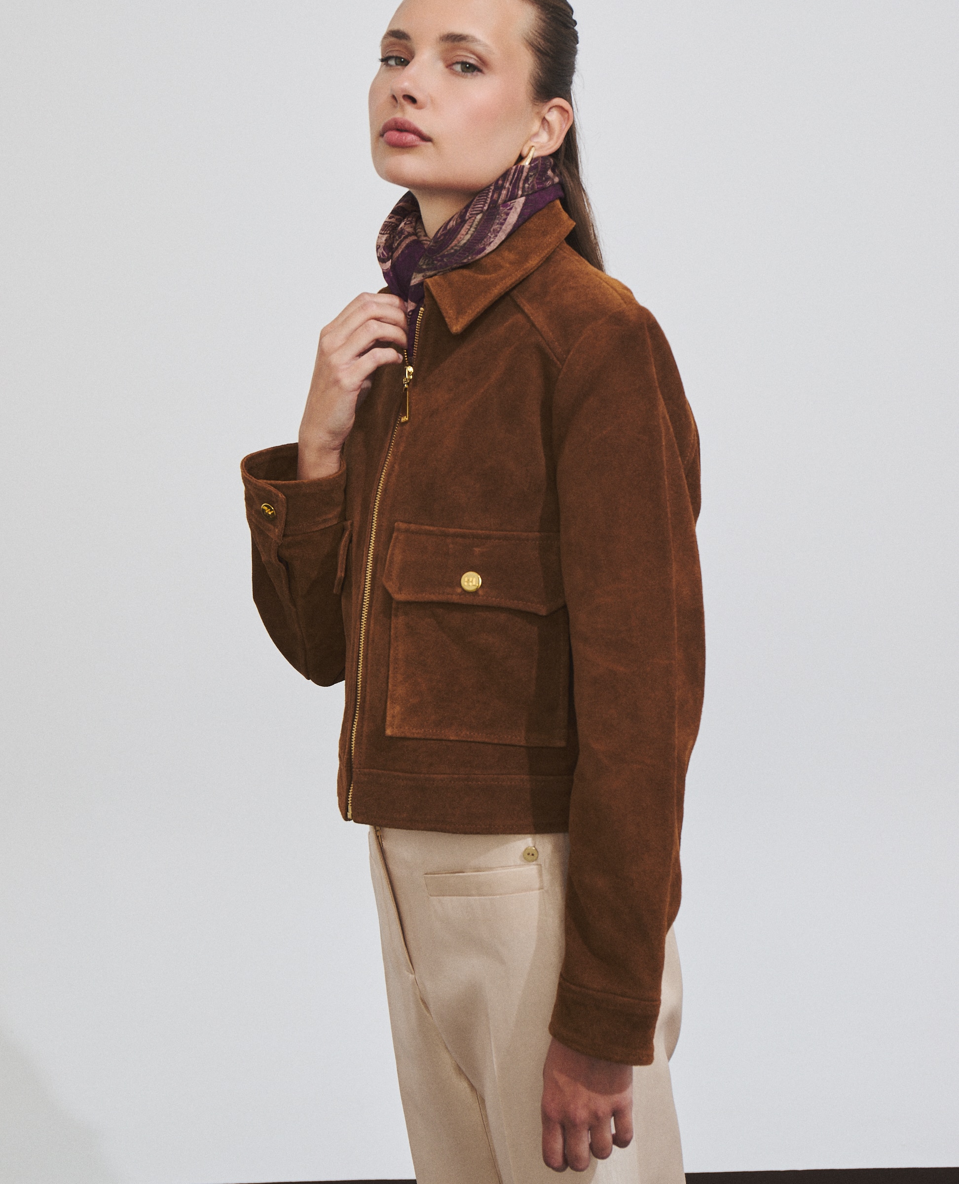 Cazadora de mujer 100% cuero de oveja - Hannibal Laguna Collection - Camel Camel-2