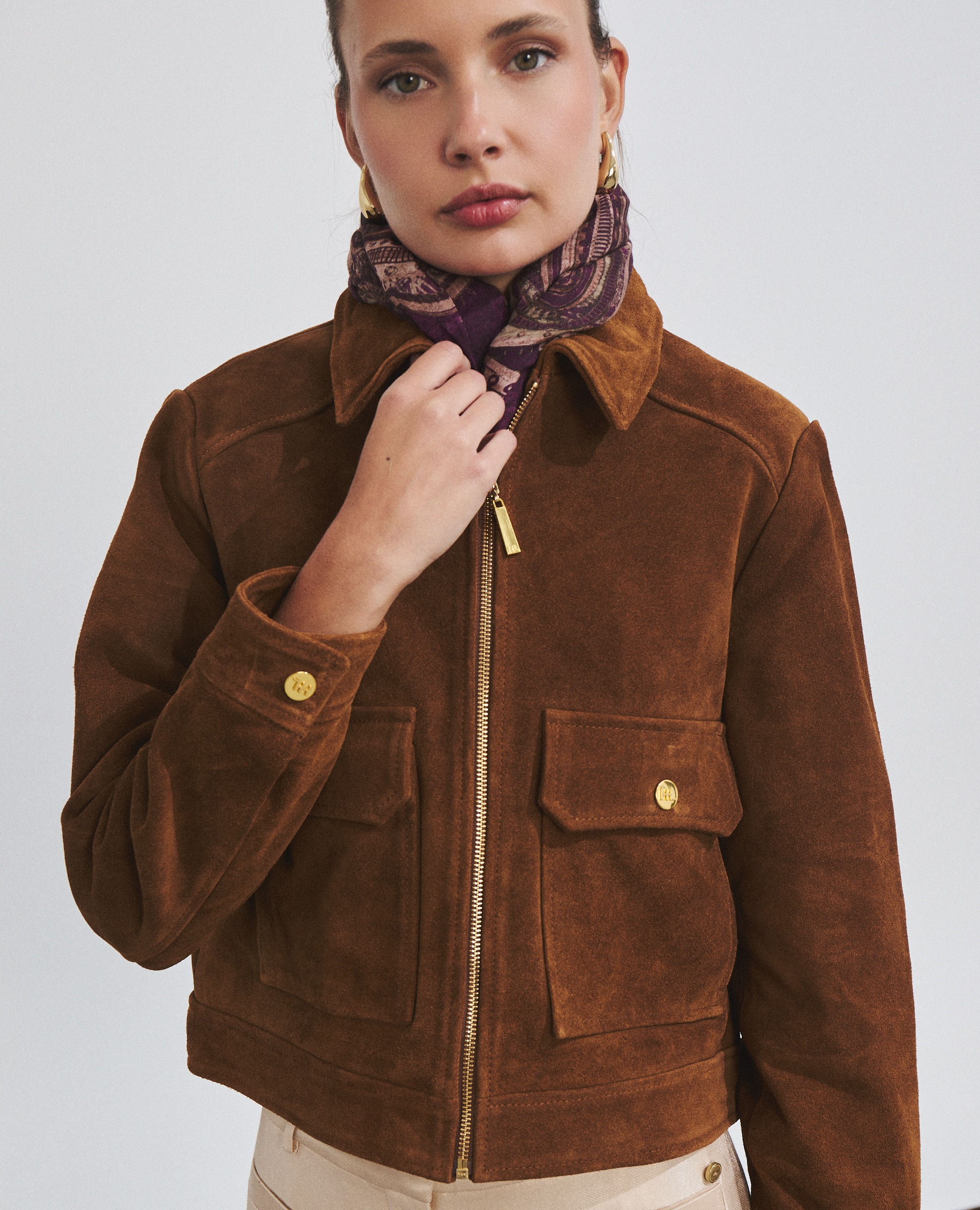Cazadora de mujer 100% cuero de oveja - Hannibal Laguna Collection - Camel Camel-3