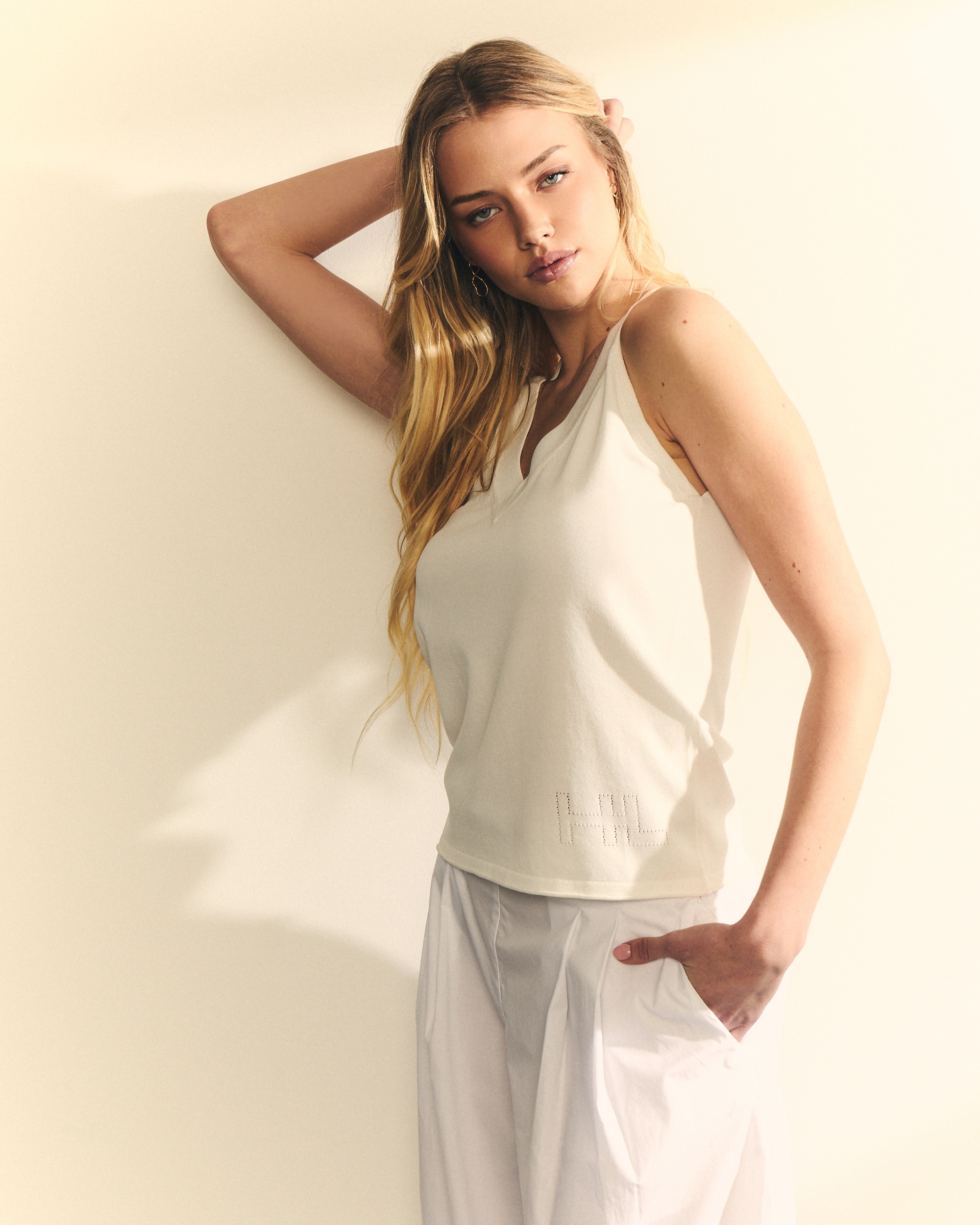 Top de punto de mujer estilo halter - Hannibal Laguna Collection - Blanco Blanco-3