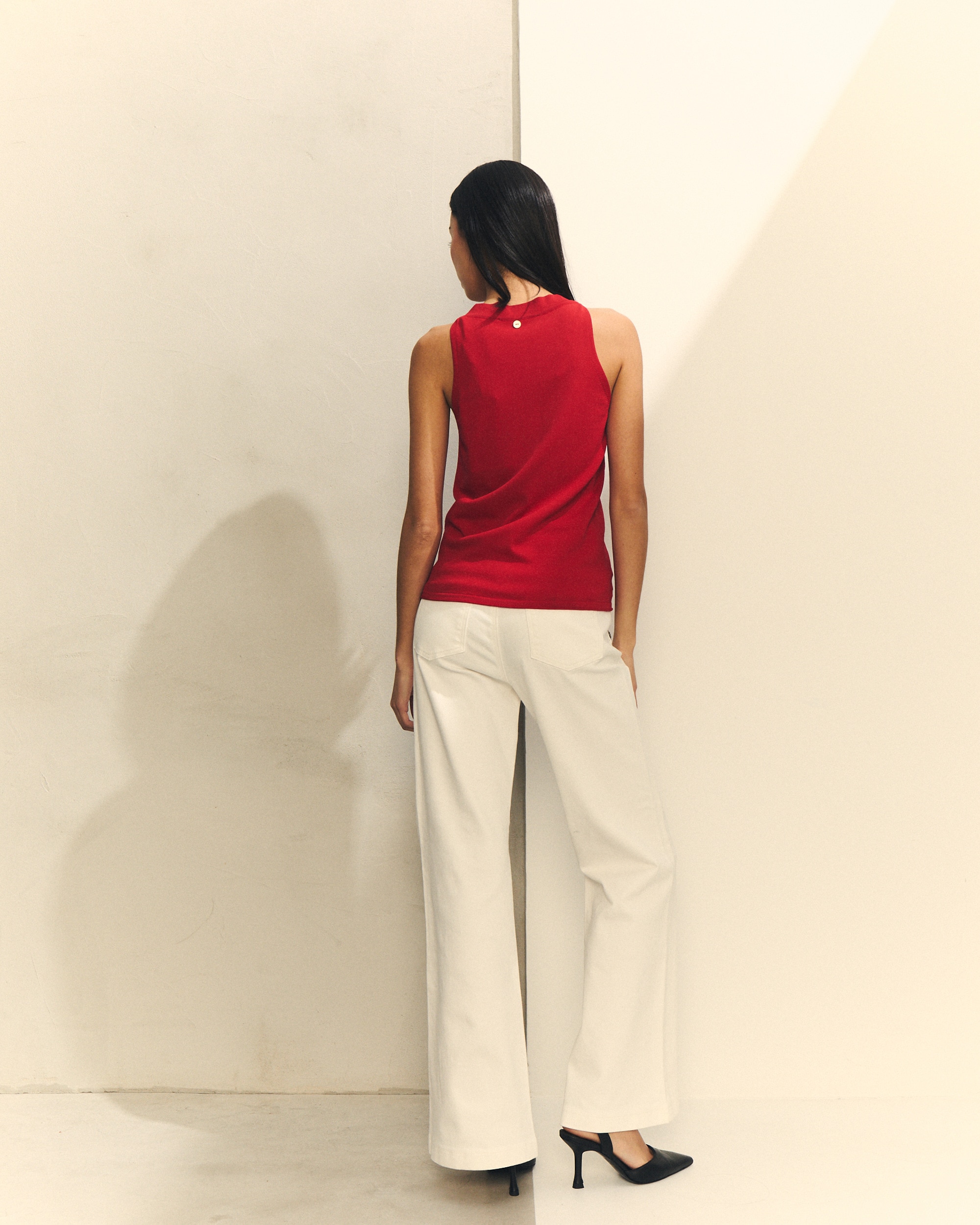Top de punto de mujer estilo halter - Hannibal Laguna Collection - Blanco Blanco-4