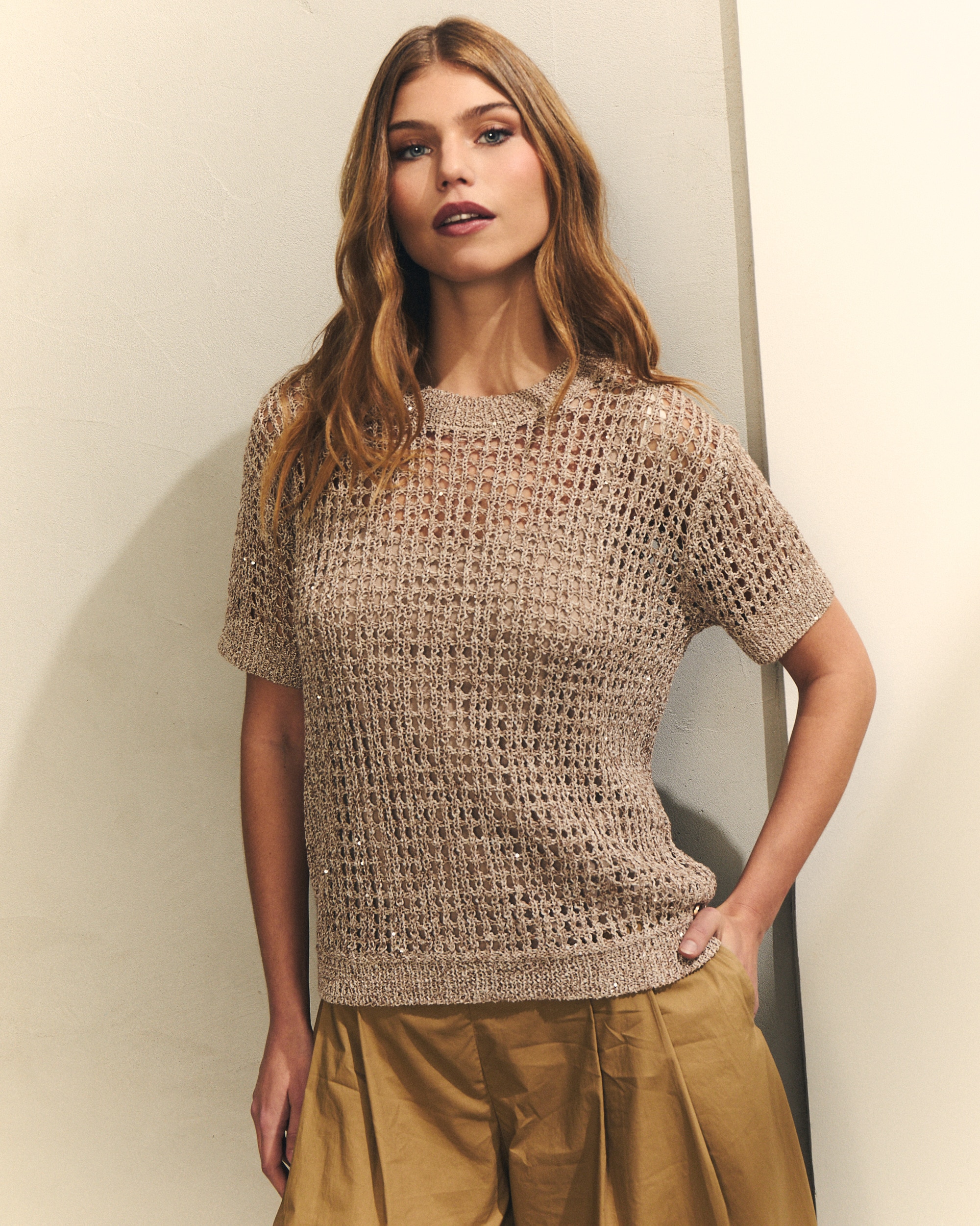 Jersey de punto de mujer y brillo con lentejuelas - Hannibal Laguna Collection - Piedra Piedra-1