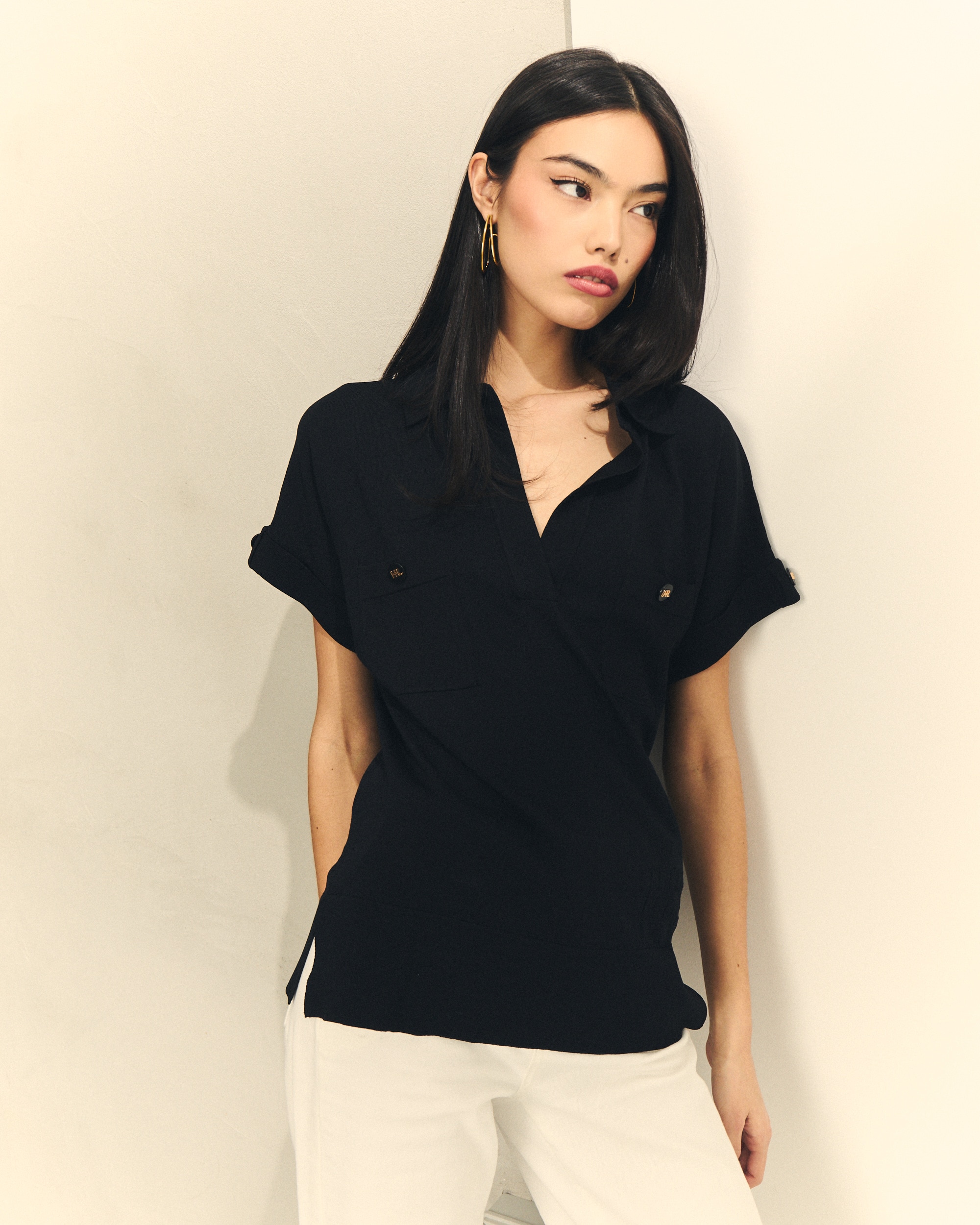 Hannibal Laguna Collection - Jersey de punto de mujer con bolsillo y cuello de polo.