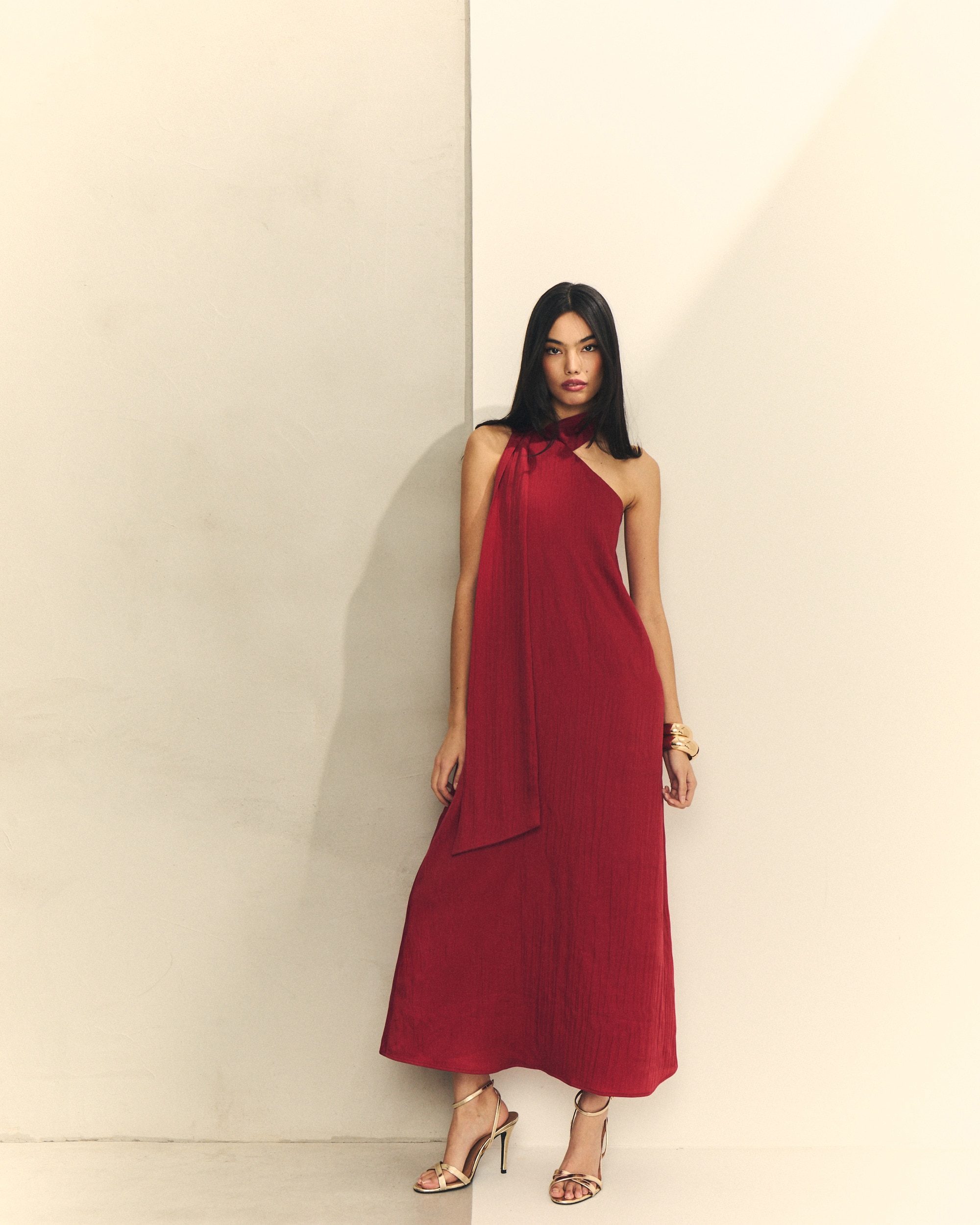 Hannibal Laguna Collection - Vestido largo asimétrico con lazo.