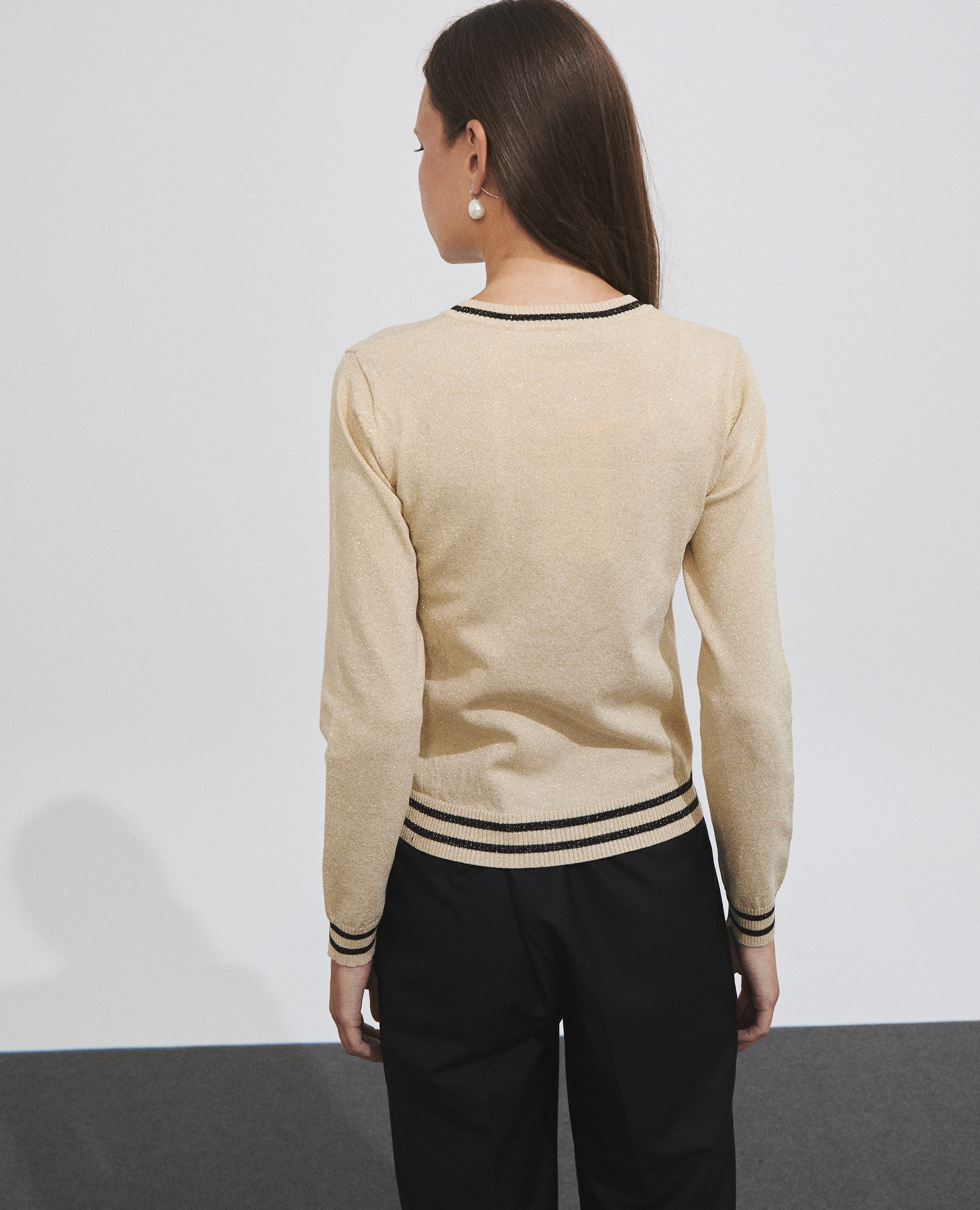 Top de mujer de punto metalizado con detalles a contraste - Hannibal Laguna Collection - Negro Negro-4