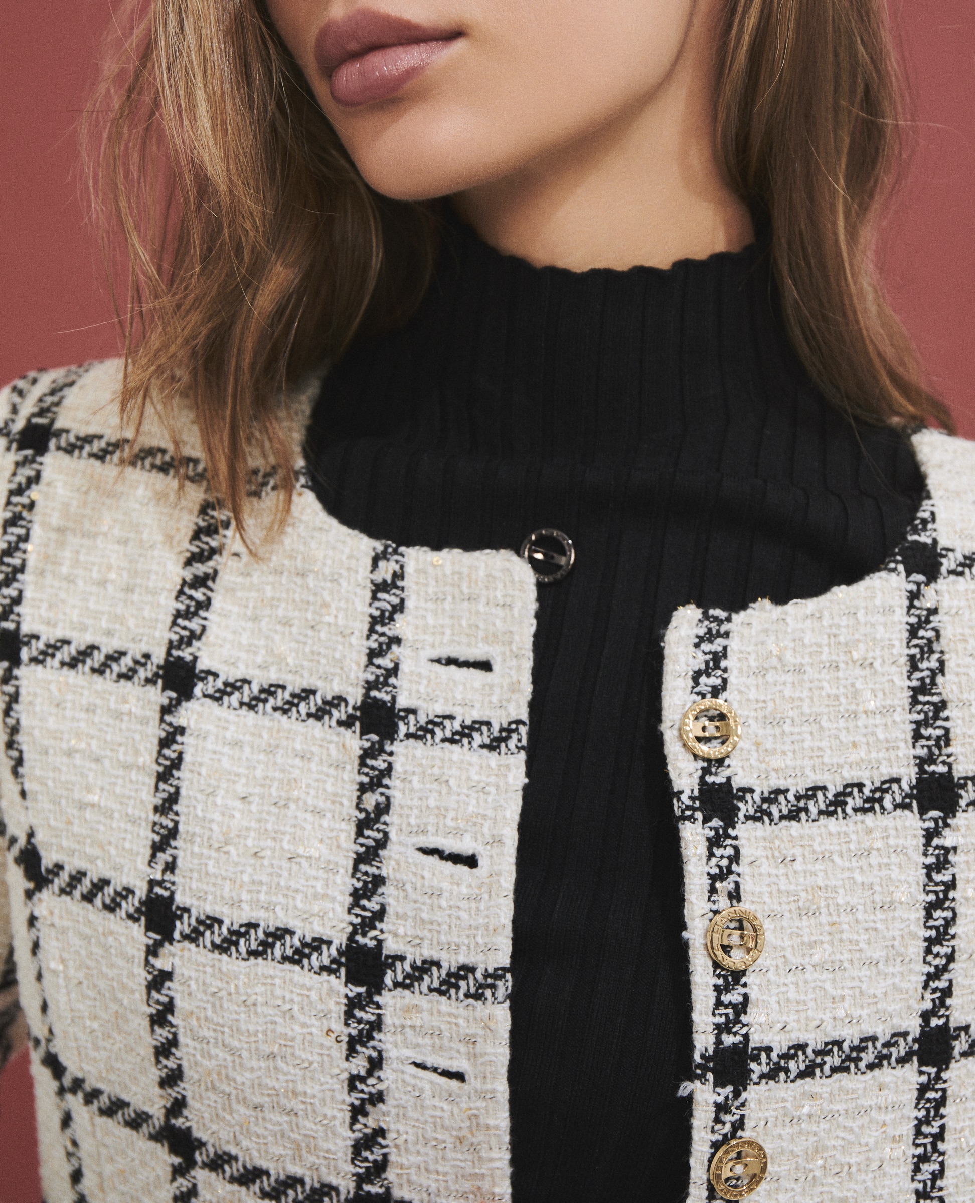 Jersey de mujer de canalé con cuello alto - Hannibal Laguna Collection - Negro Negro-3