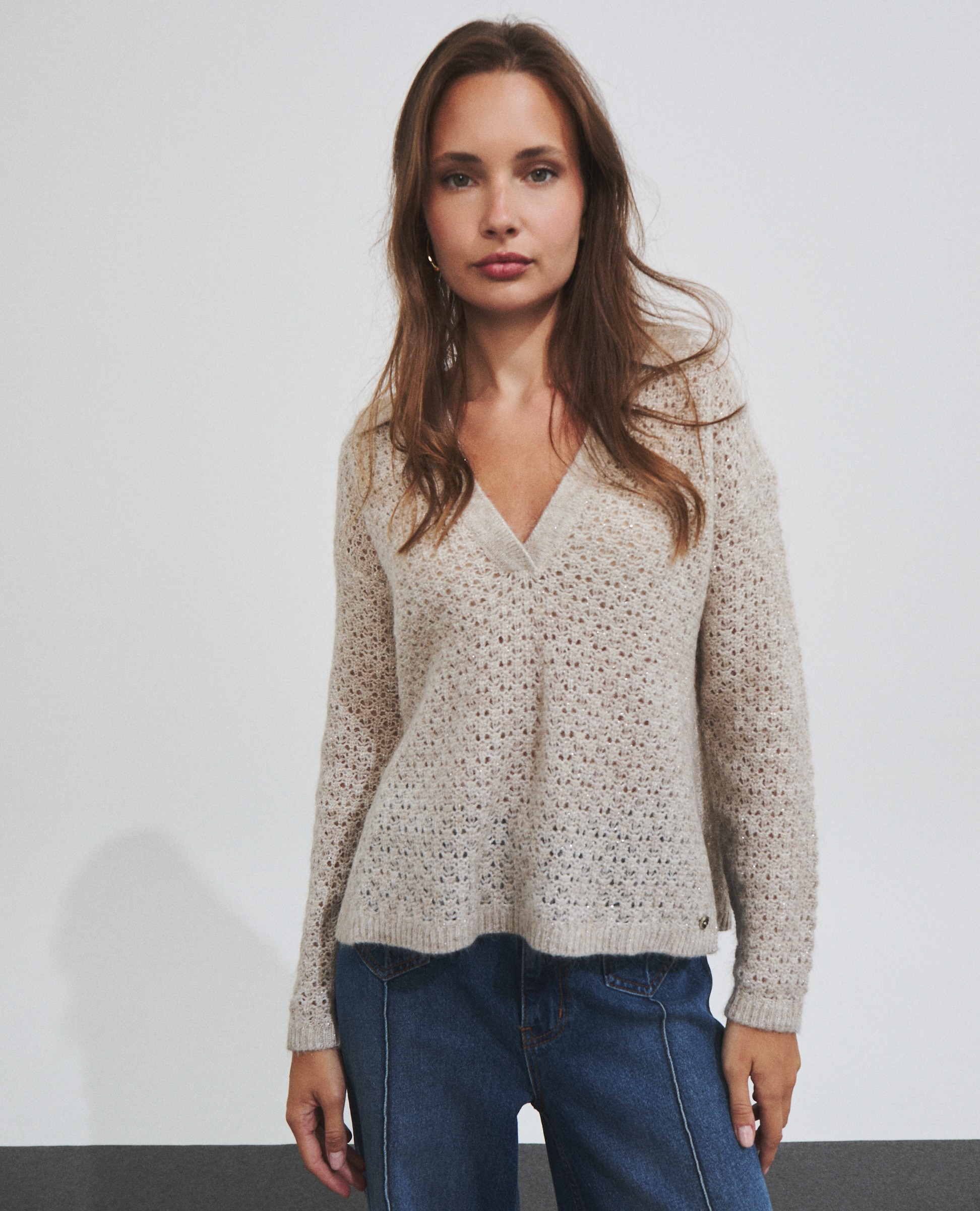 Jersey de punto con lana y cuello polo - Hannibal Laguna Collection - Crudo Crudo-2
