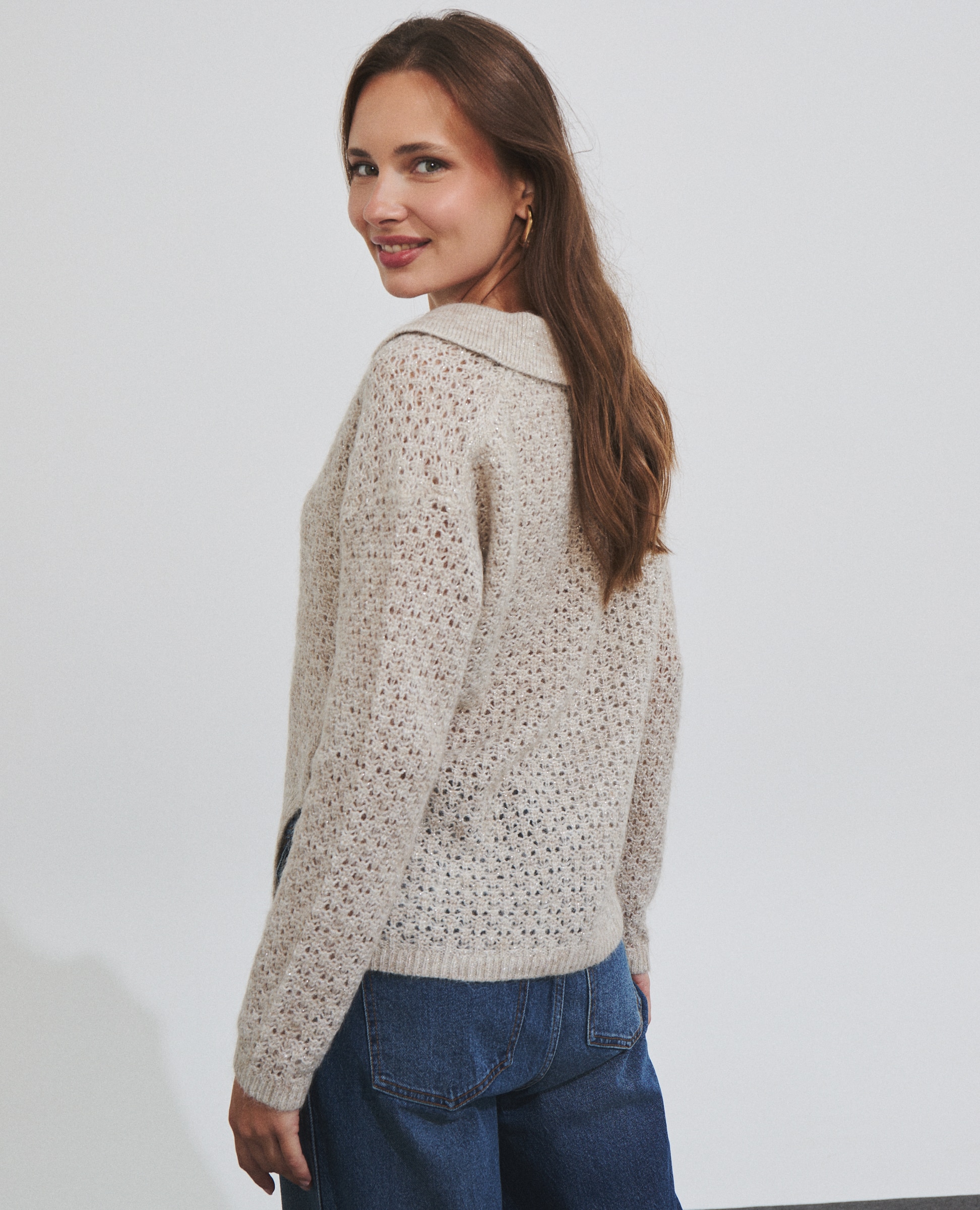 Jersey de punto con lana y cuello polo - Hannibal Laguna Collection - Crudo Crudo-4