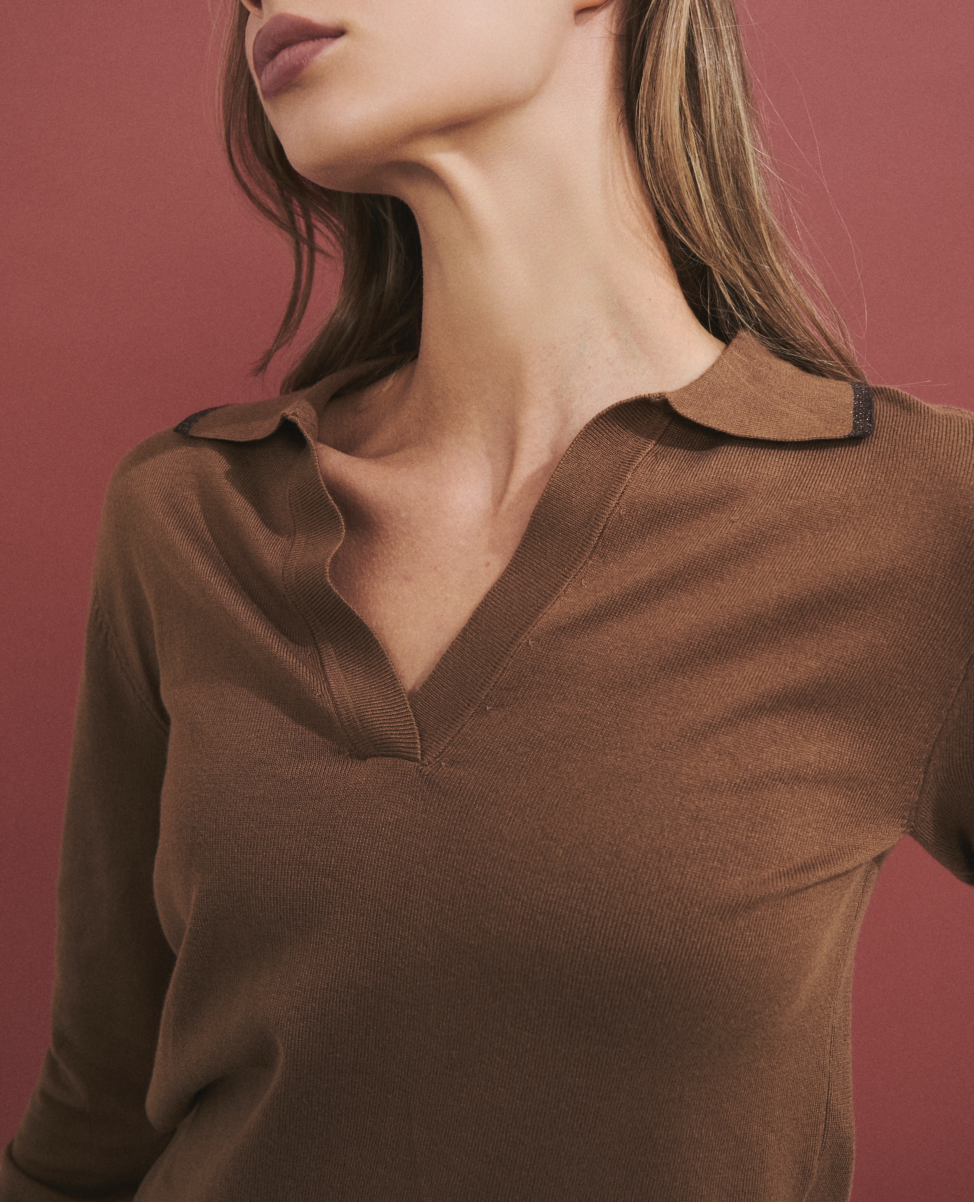 Jersey de mujer con cuello polo - Hannibal Laguna Collection - Camel Camel-2