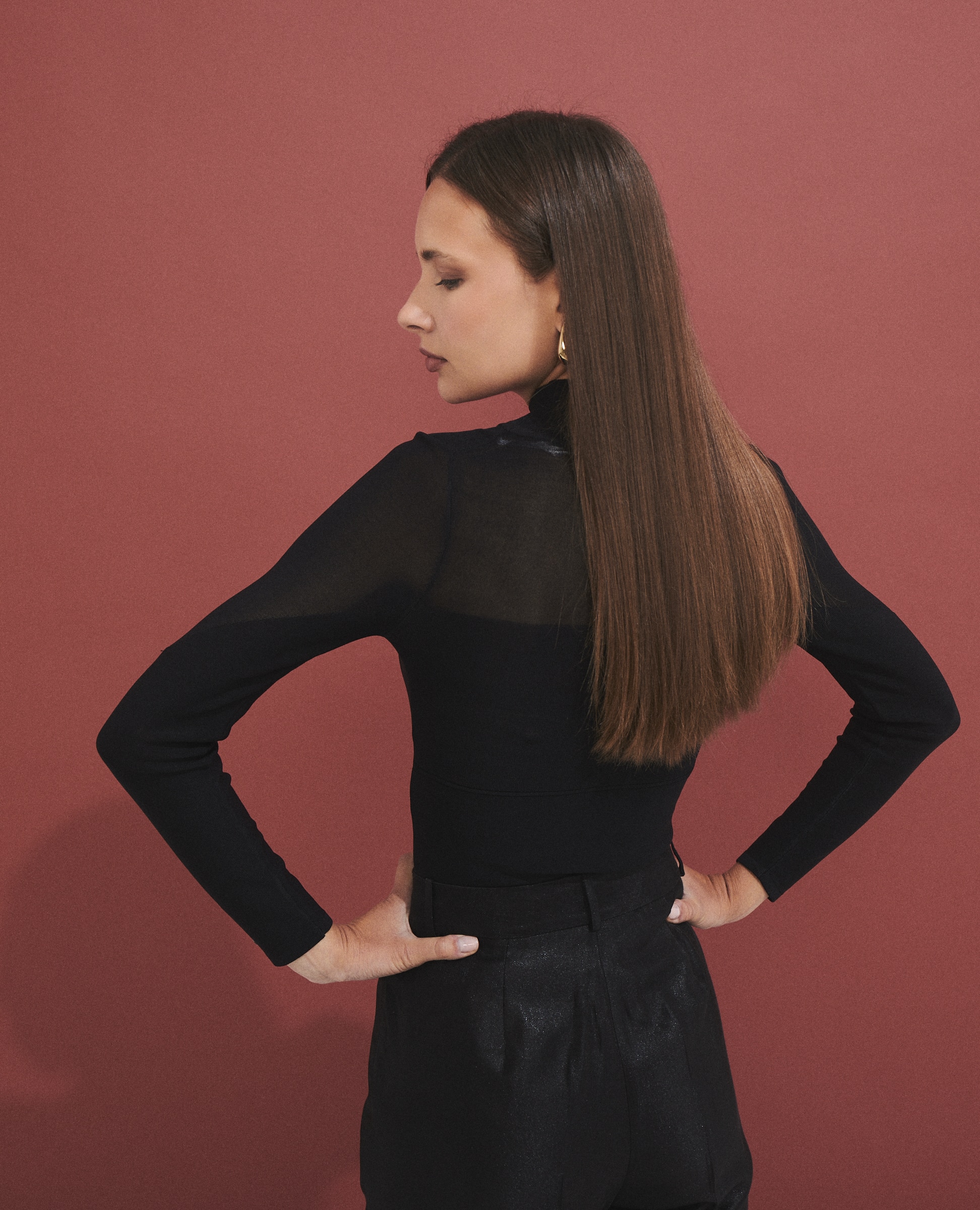Jersey calado de mujer con cuello alto - Hannibal Laguna Collection - Negro Negro-4