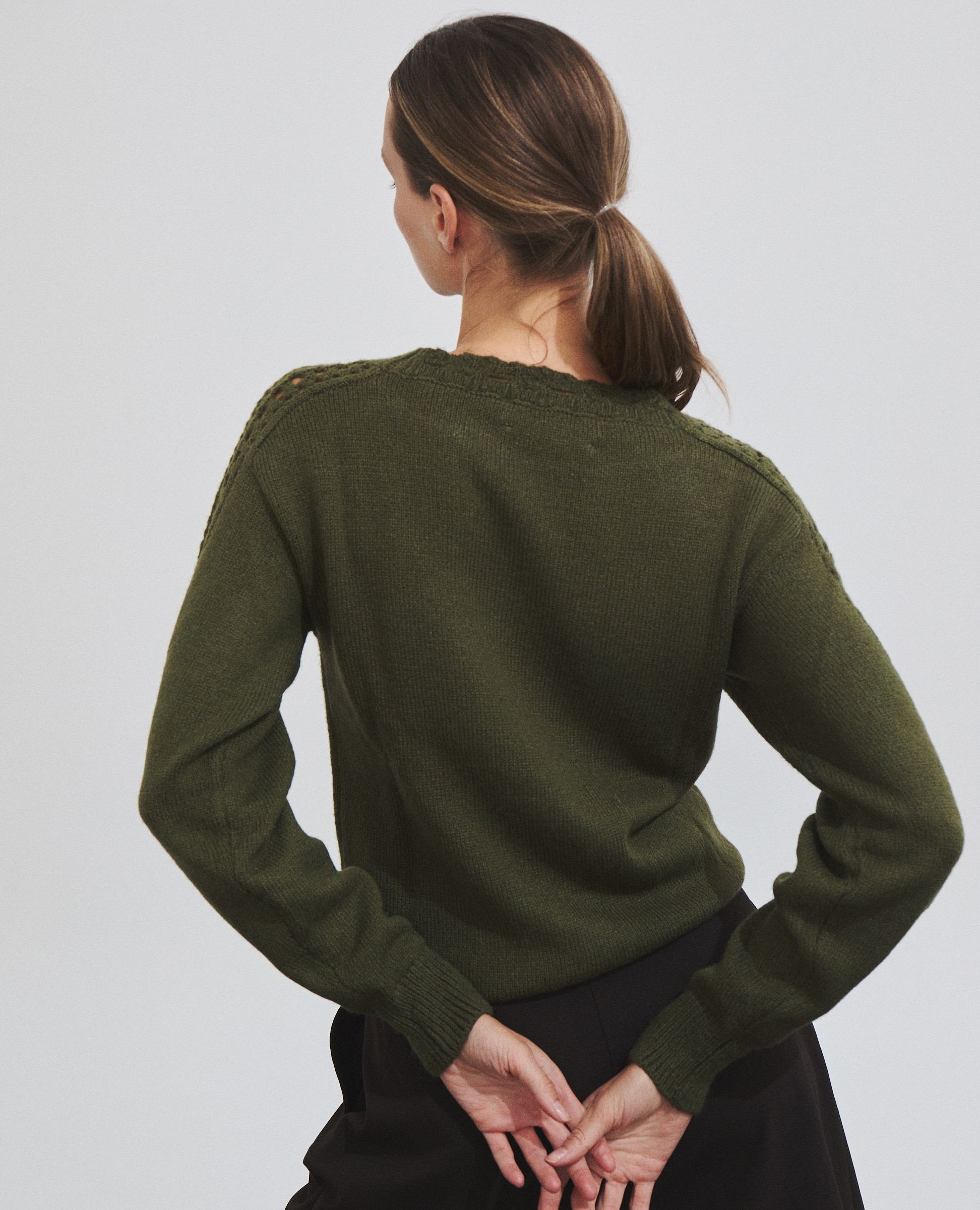 Jersey de mujer con detalles calados - Hannibal Laguna Collection - Verde Verde-4