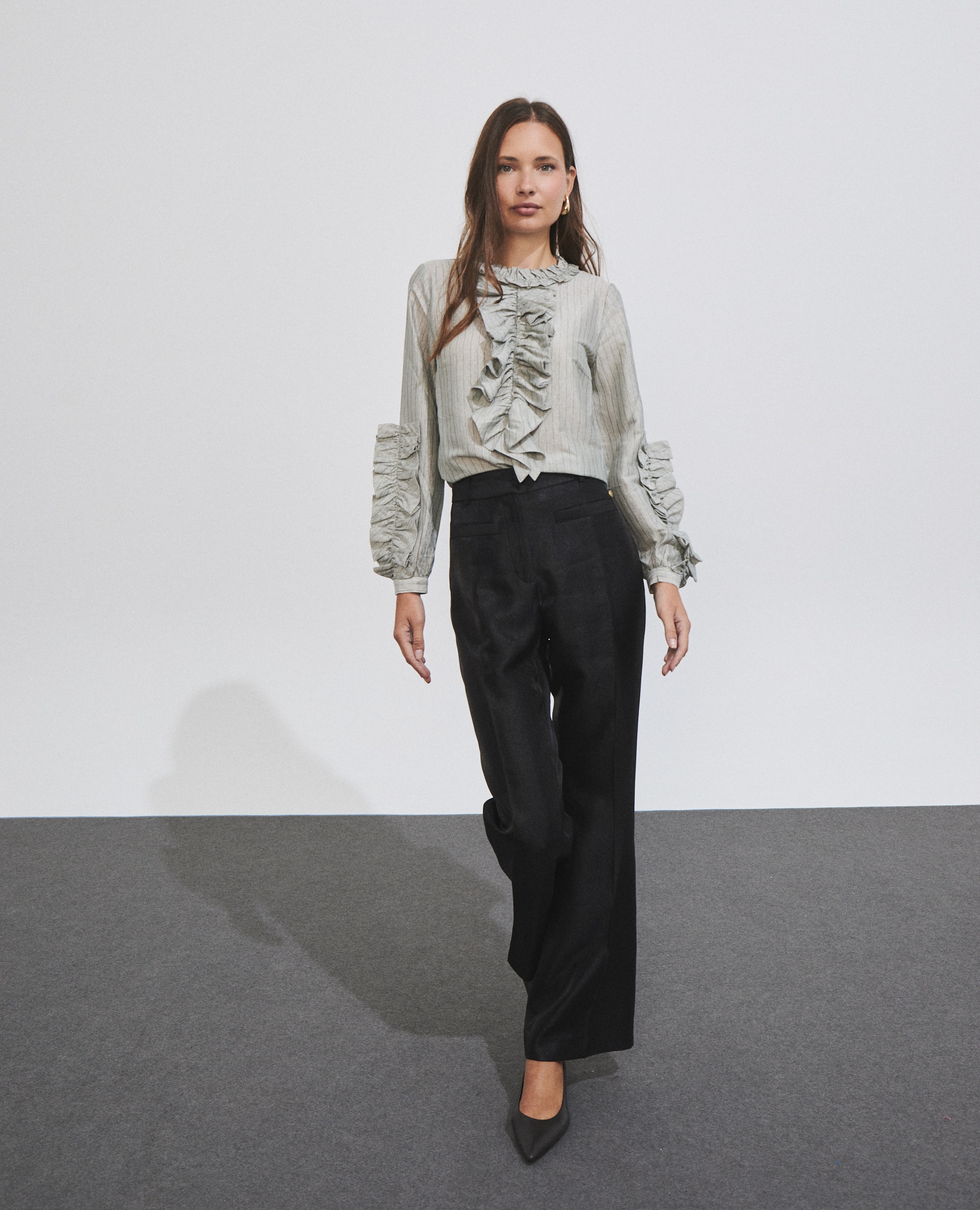 Pantalón de mujer con efecto brillante y corte recto - Hannibal Laguna Collection - Negro Negro-1