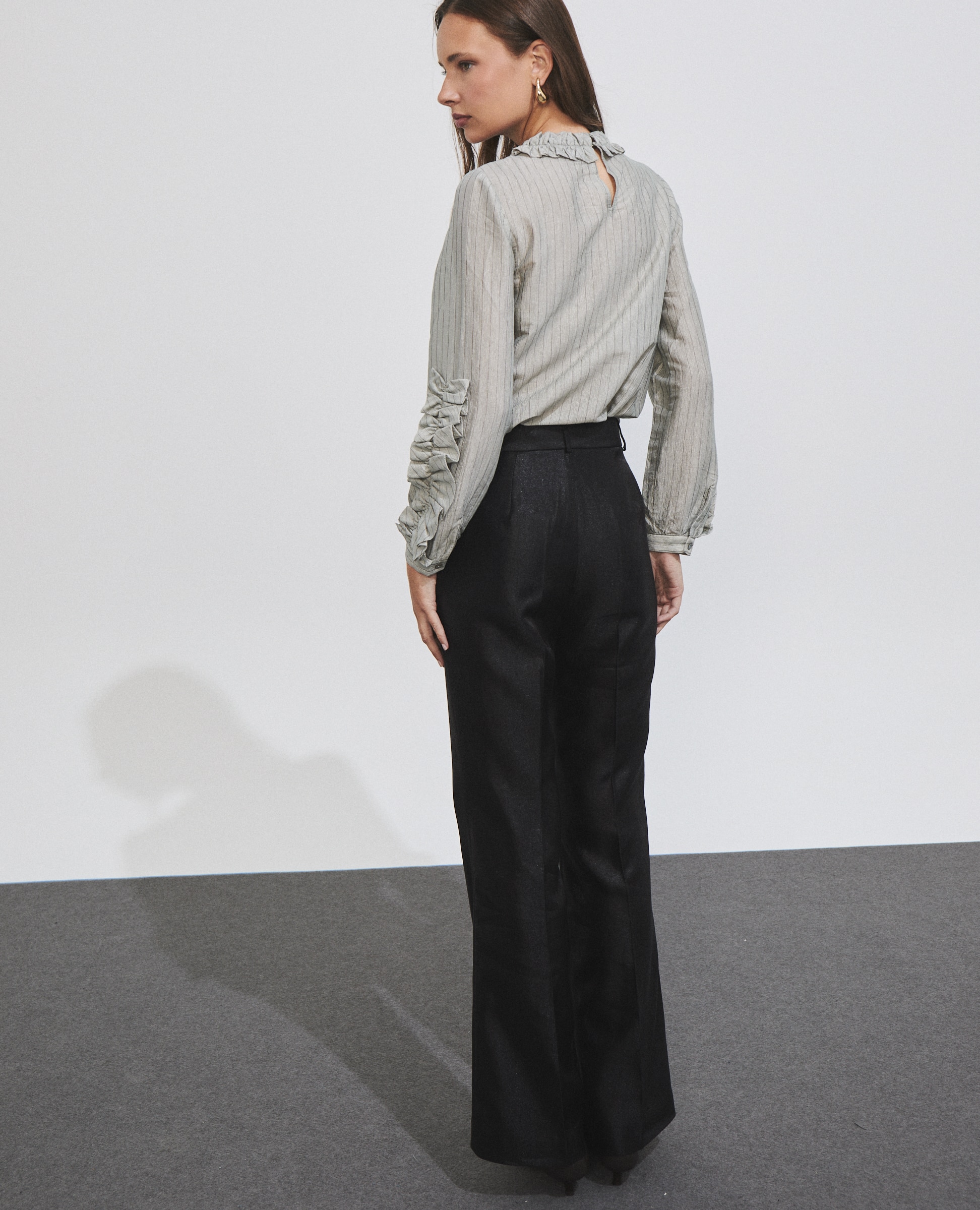Pantalón de mujer con efecto brillante y corte recto - Hannibal Laguna Collection - Negro Negro-4