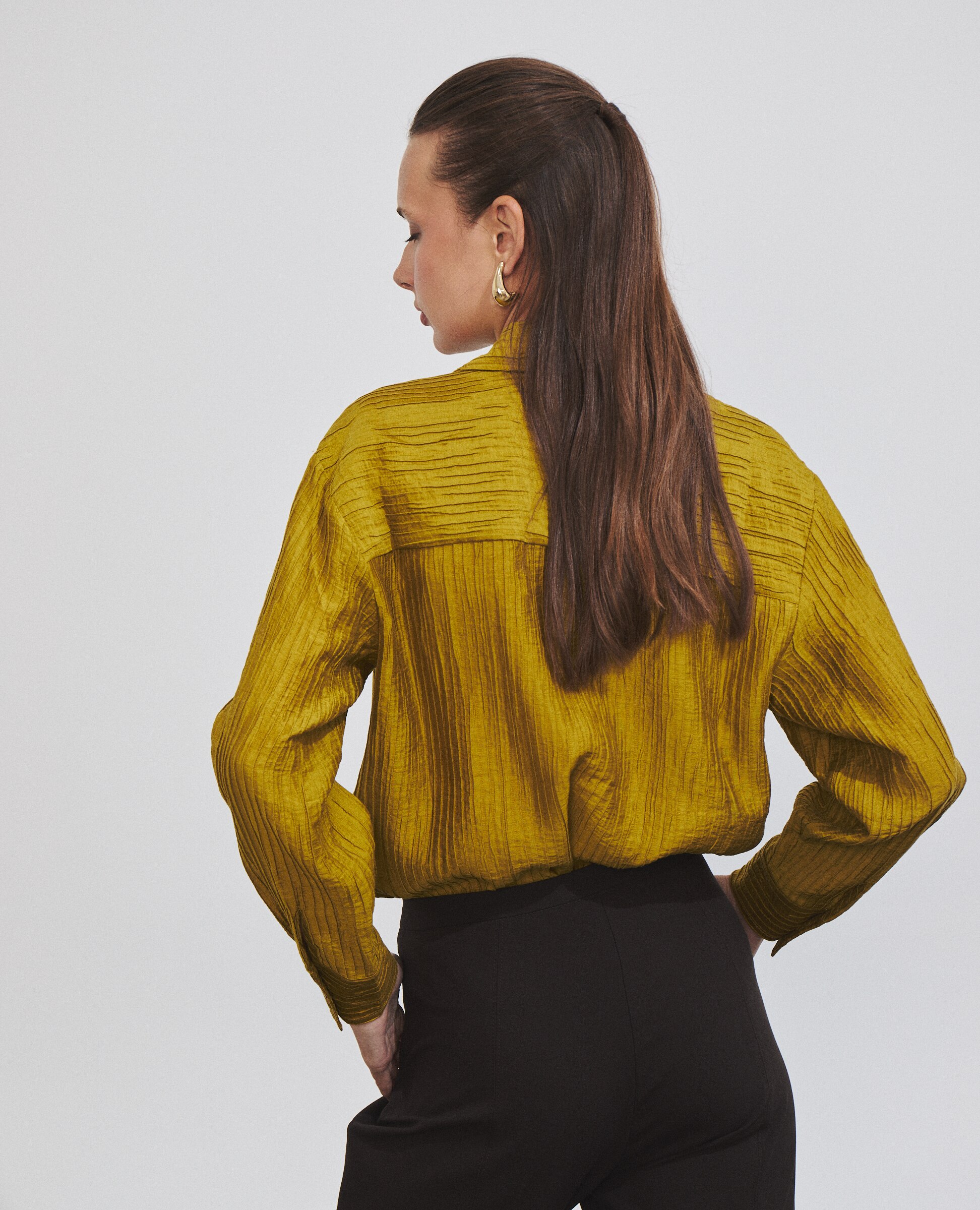 Camisa de mujer con tejido y textura - Hannibal Laguna Collection - Verde Oliva Verde Oliva-4