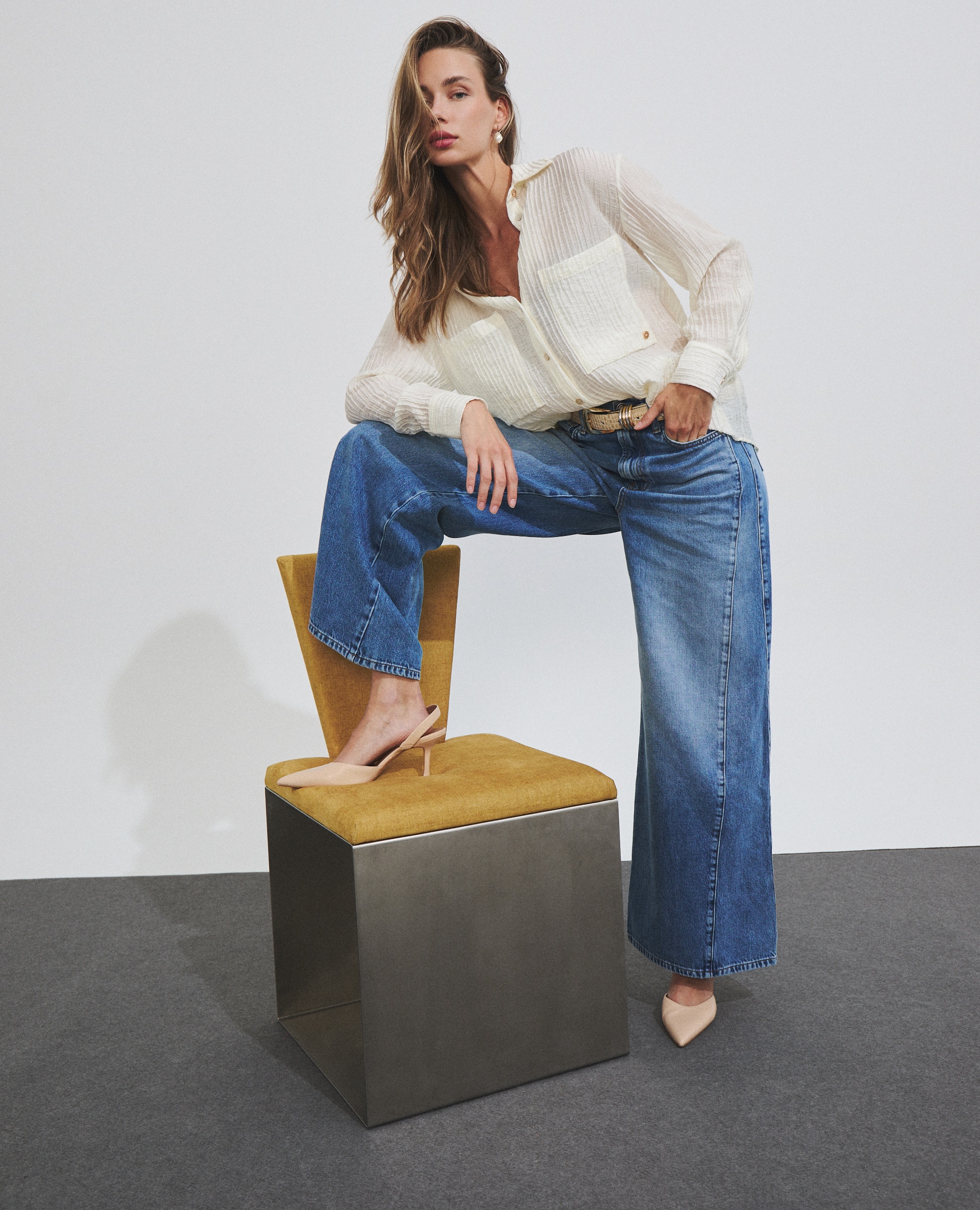 Camisa de mujer con tejido y textura - Hannibal Laguna Collection - Crudo Crudo-1