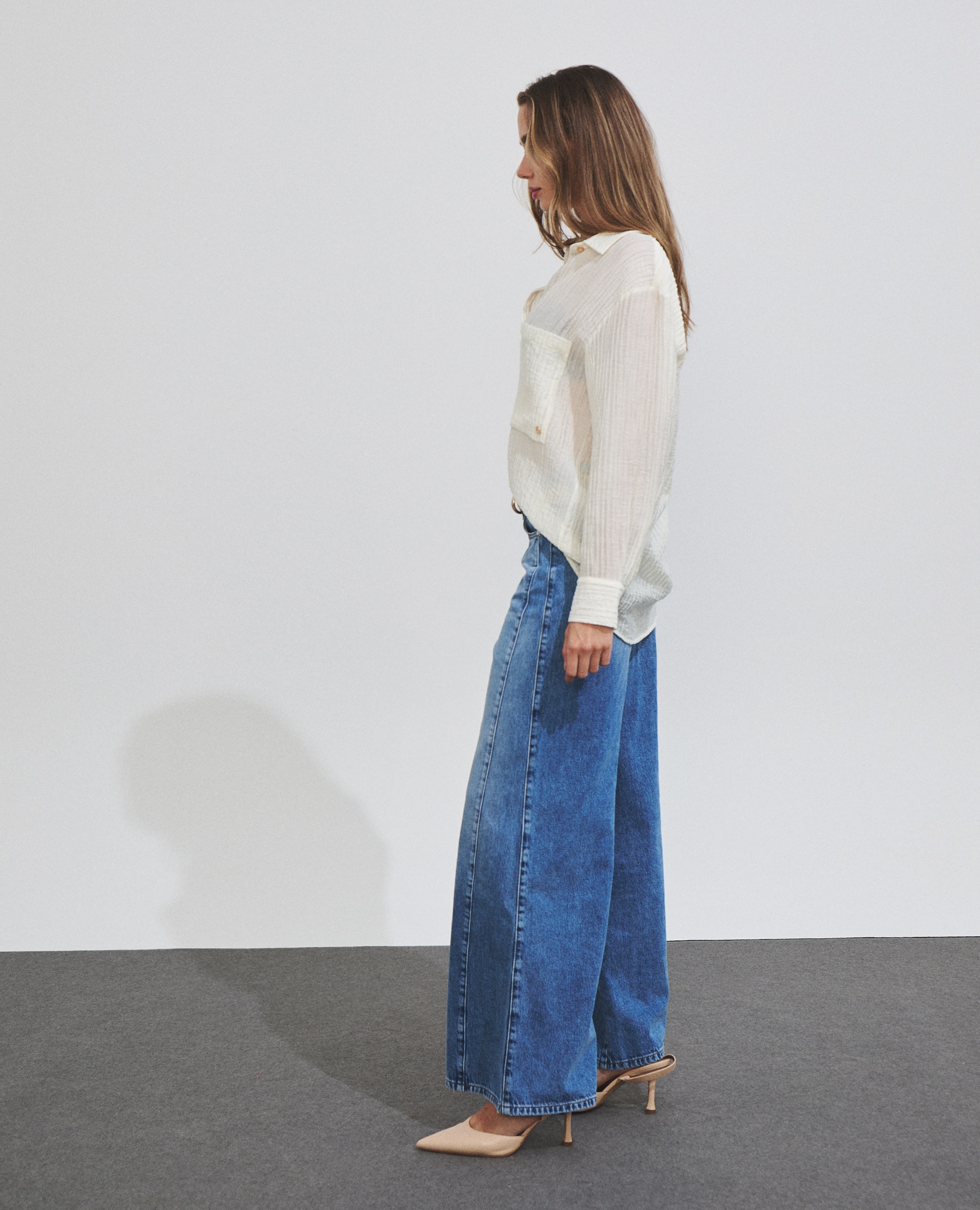 Camisa de mujer con tejido y textura - Hannibal Laguna Collection - Crudo Crudo-4