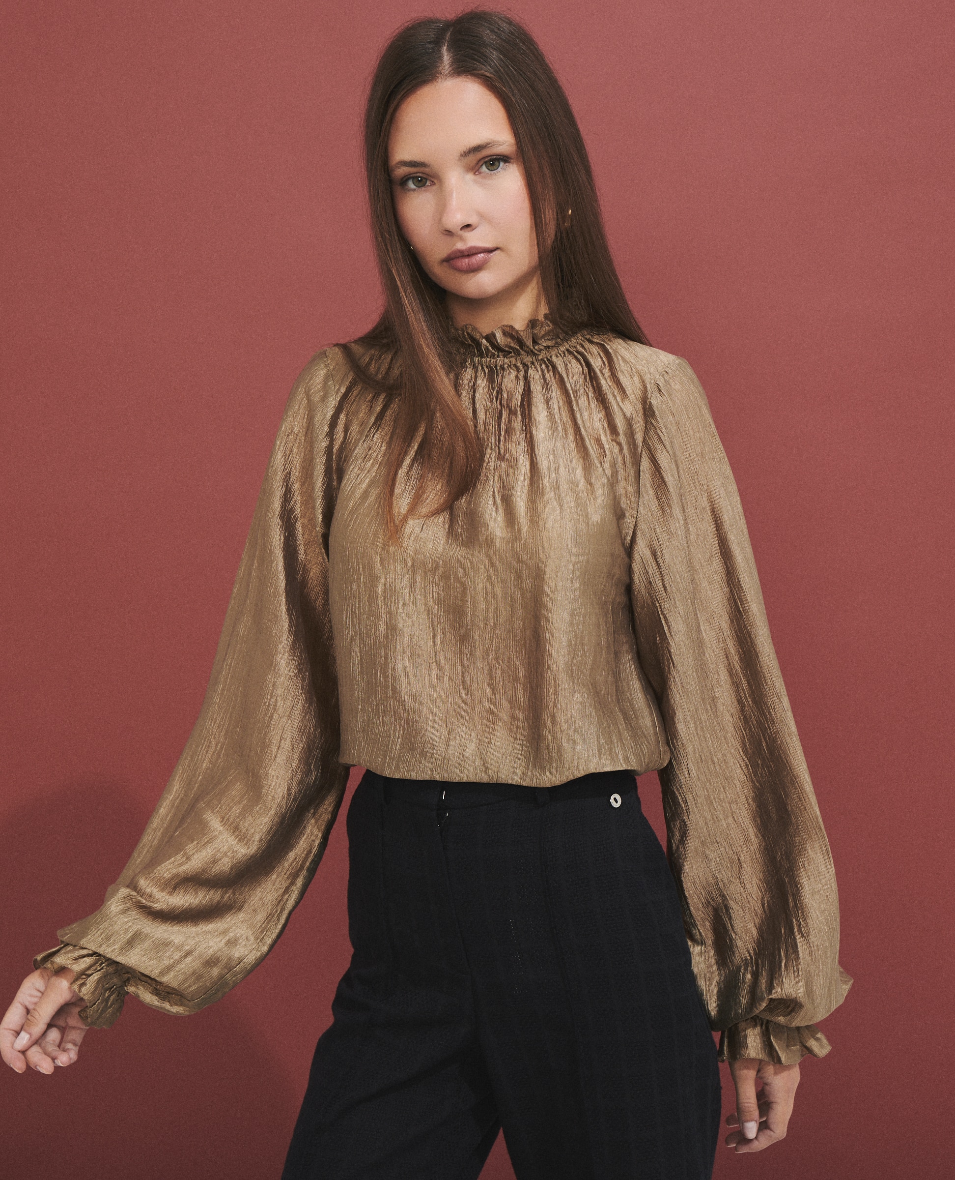 Blusa de mujer con tejido texturizado - Hannibal Laguna Collection - Oro Oro-1