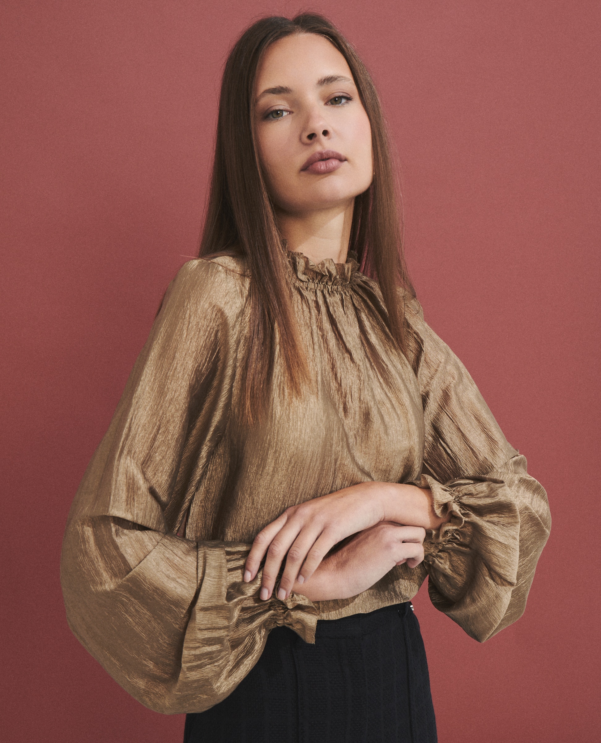 Blusa de mujer con tejido texturizado - Hannibal Laguna Collection - Oro Oro-2